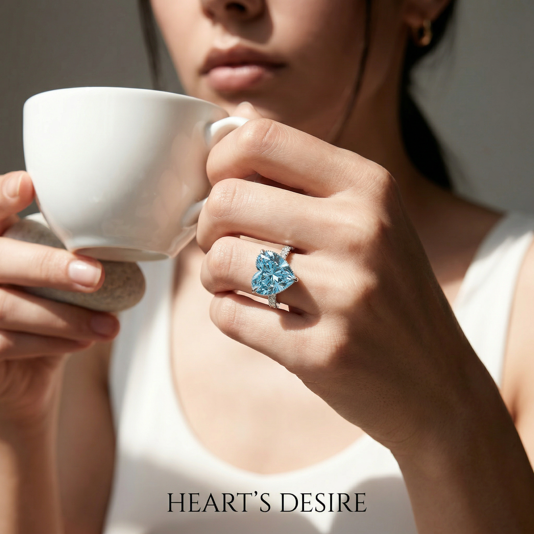 3 Carat Fancy Blue Heart Cut Hidden Halo Lab Grown Diamond Engagement Ring