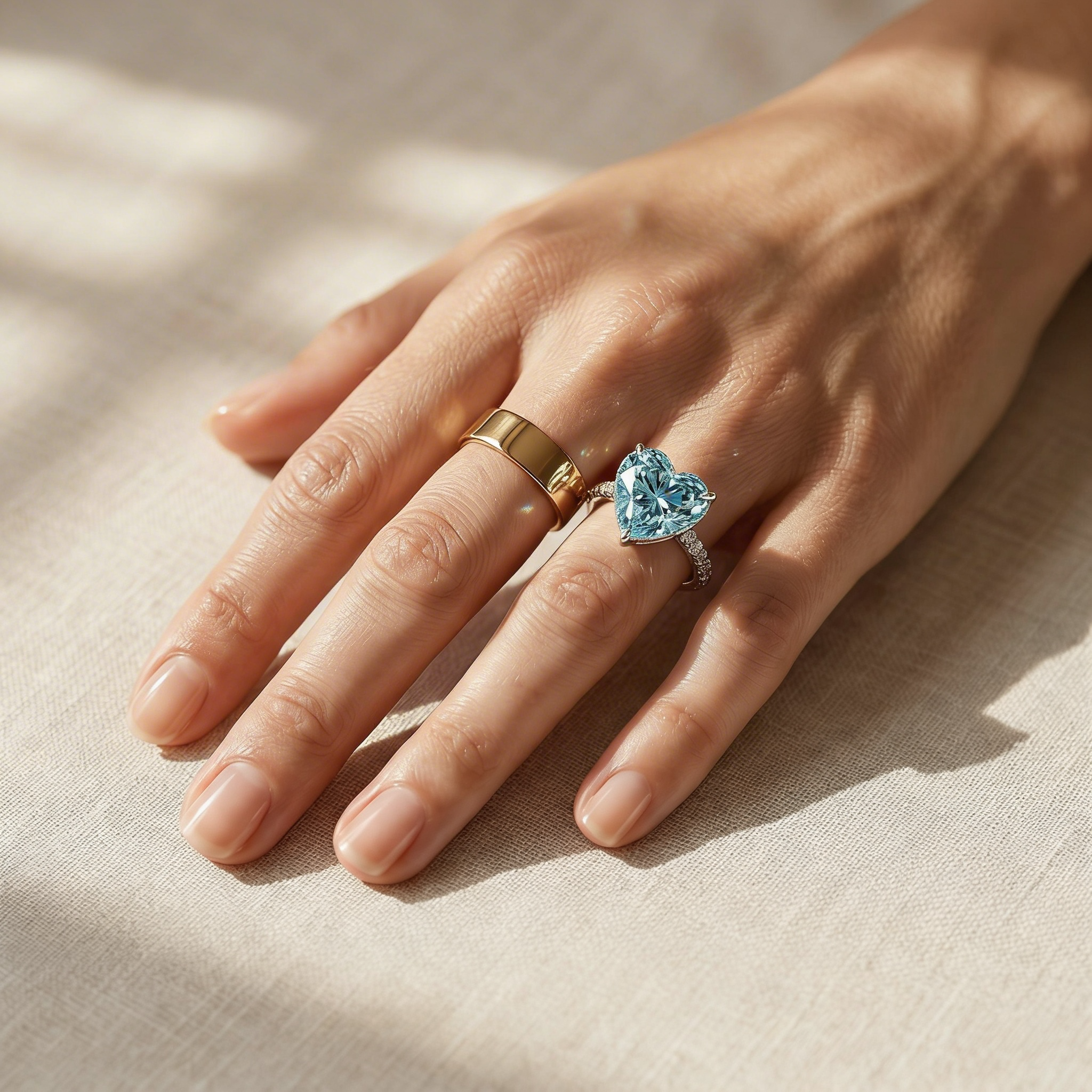 3 Carat Fancy Blue Heart Cut Hidden Halo Lab Grown Diamond Engagement Ring