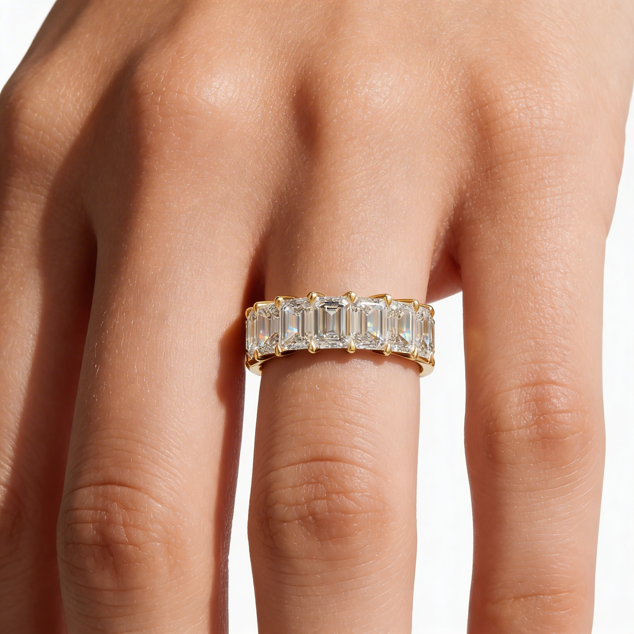 Lab-Grown E-VVS Emerald-Cut Diamond Full Eternity Band | 7-8 CTW