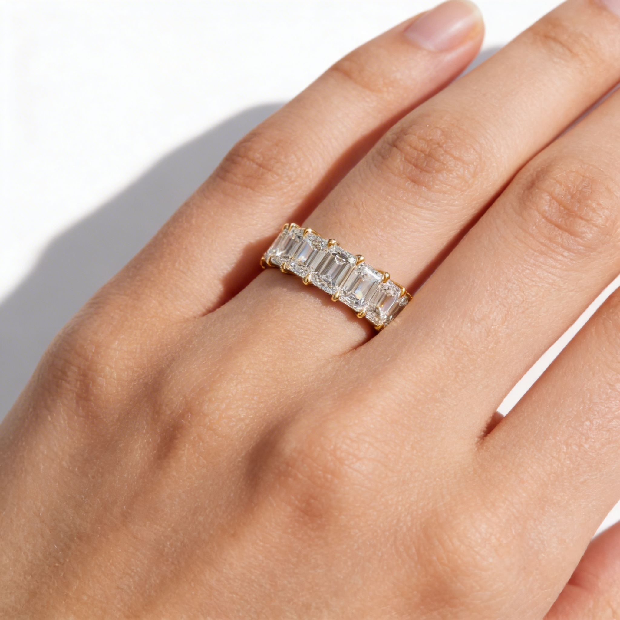 Lab-Grown E-VVS Emerald-Cut Diamond Full Eternity Band | 7-8 CTW