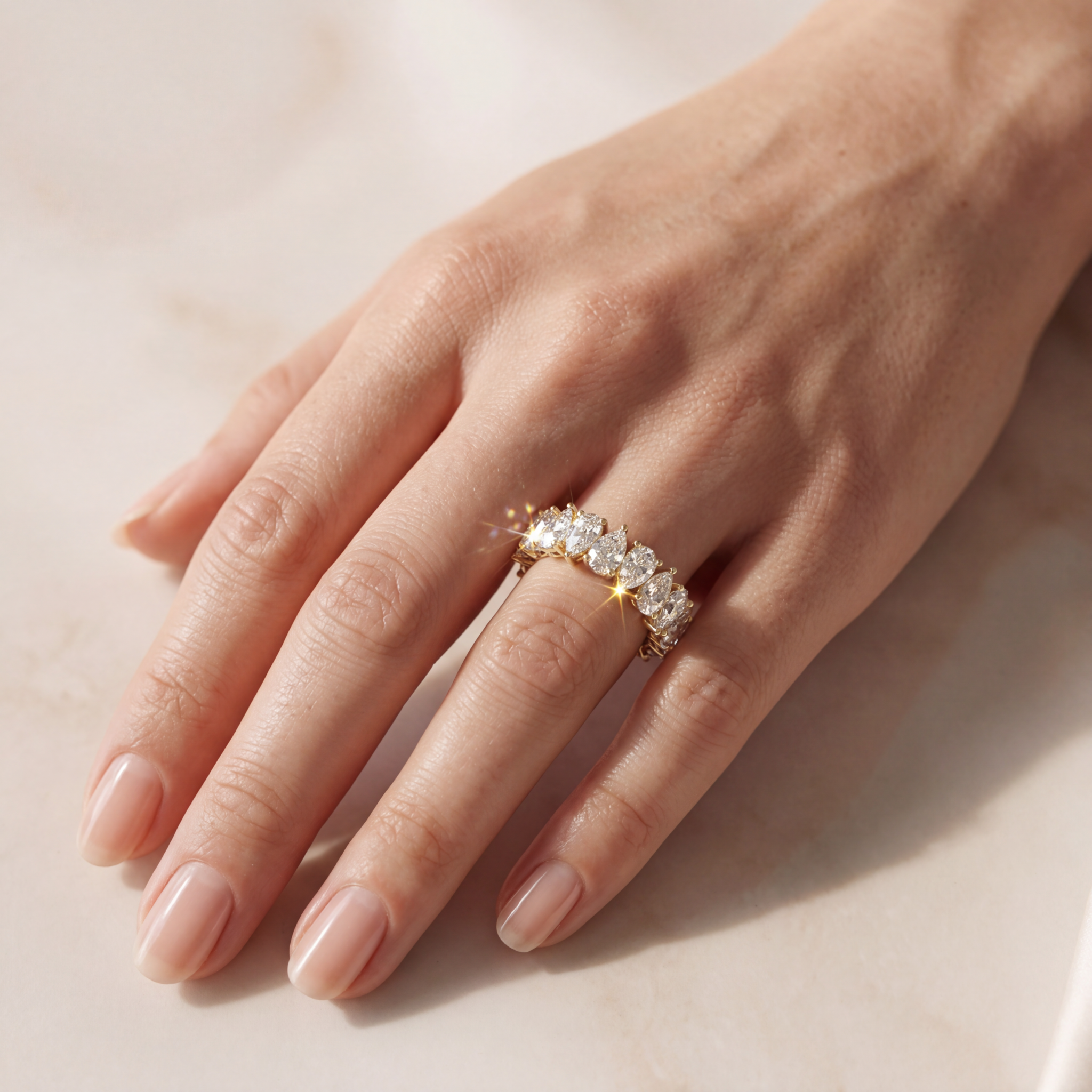 4.4ct E/VVS Pear Cut Lab Grown Diamond Full Eternity Band - Concierge Stackable Ring