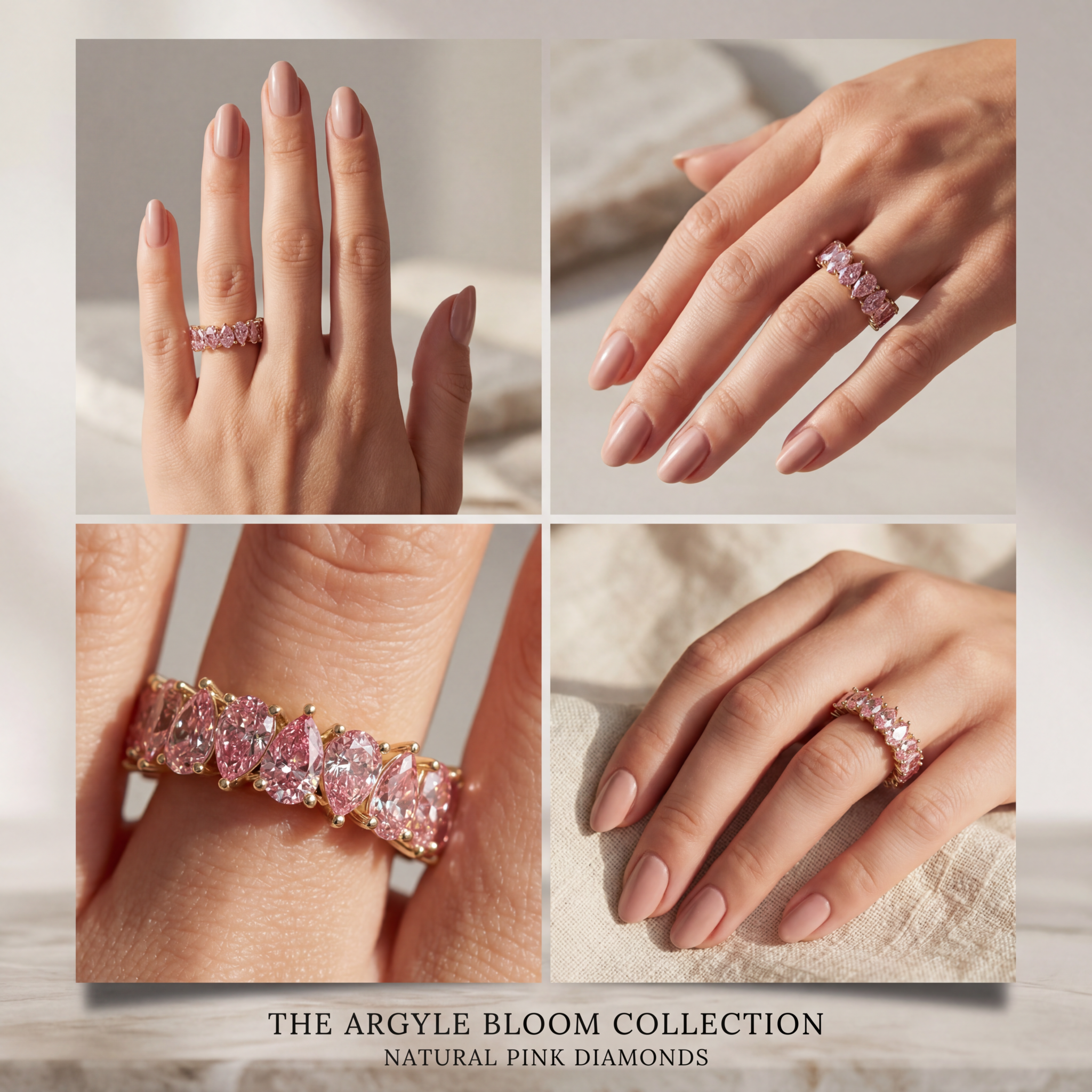 4.4ct Fancy Pink Pear Cut Lab Grown Diamond Full Eternity Band - Stackable Ring