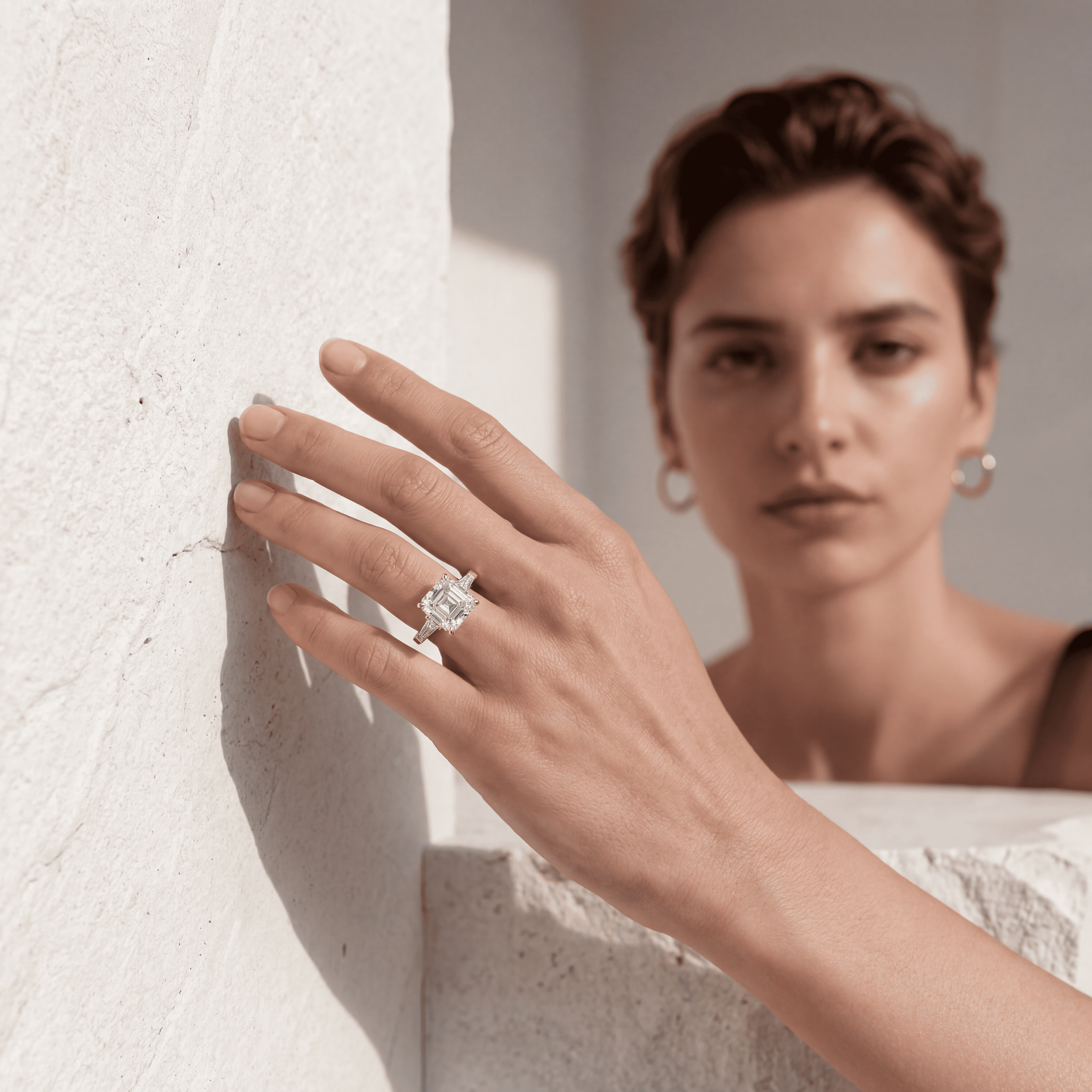 3.80ct E/VVS Asscher & Tapered Baguette Multi Stone Lab Diamond Ring - Brillante
