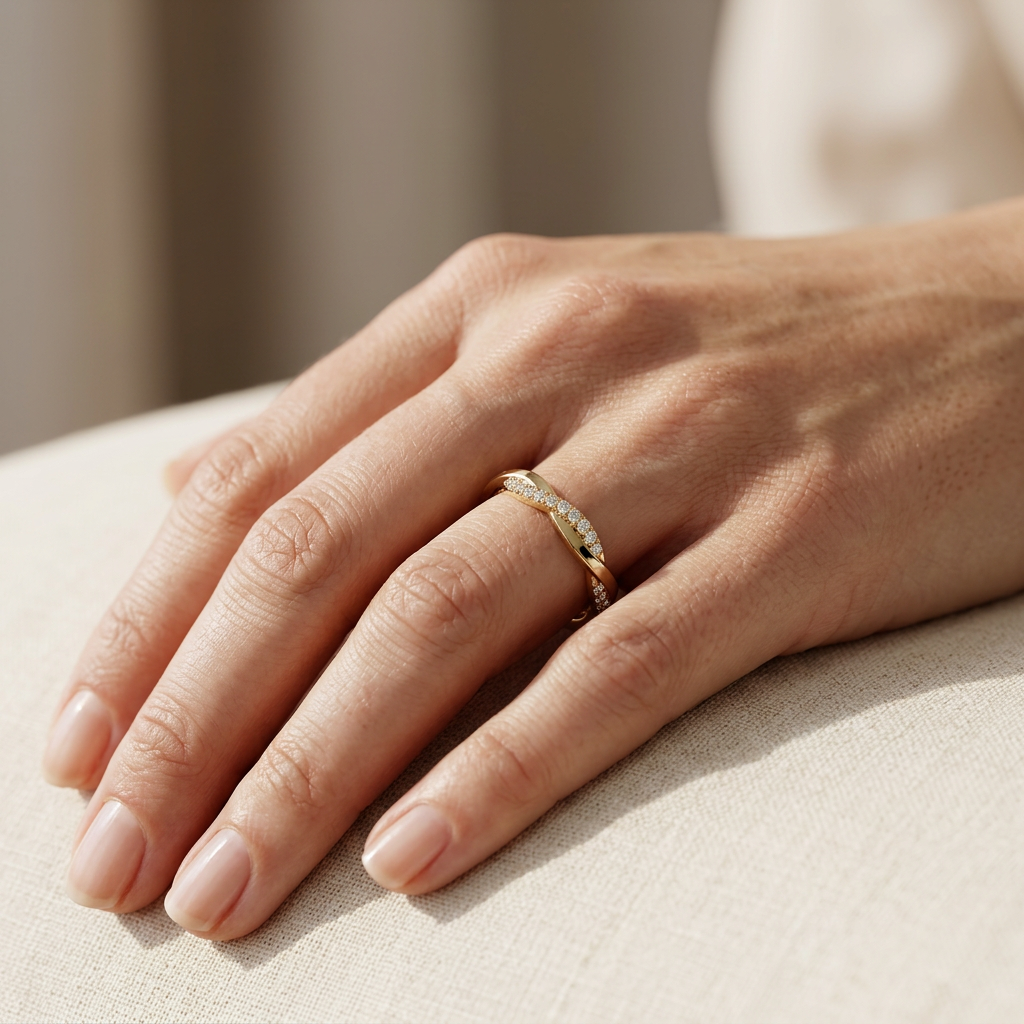 Twisted Lab Grown Diamond Wedding Band for Women - Elegant Pave Eternity Ring