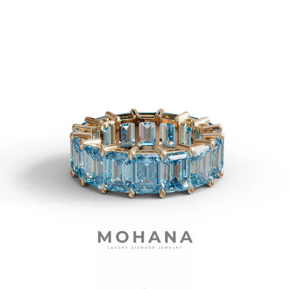 Lab‑Grown Blue Emerald‑Cut Diamond Band – Classic Full‑Eternity Style