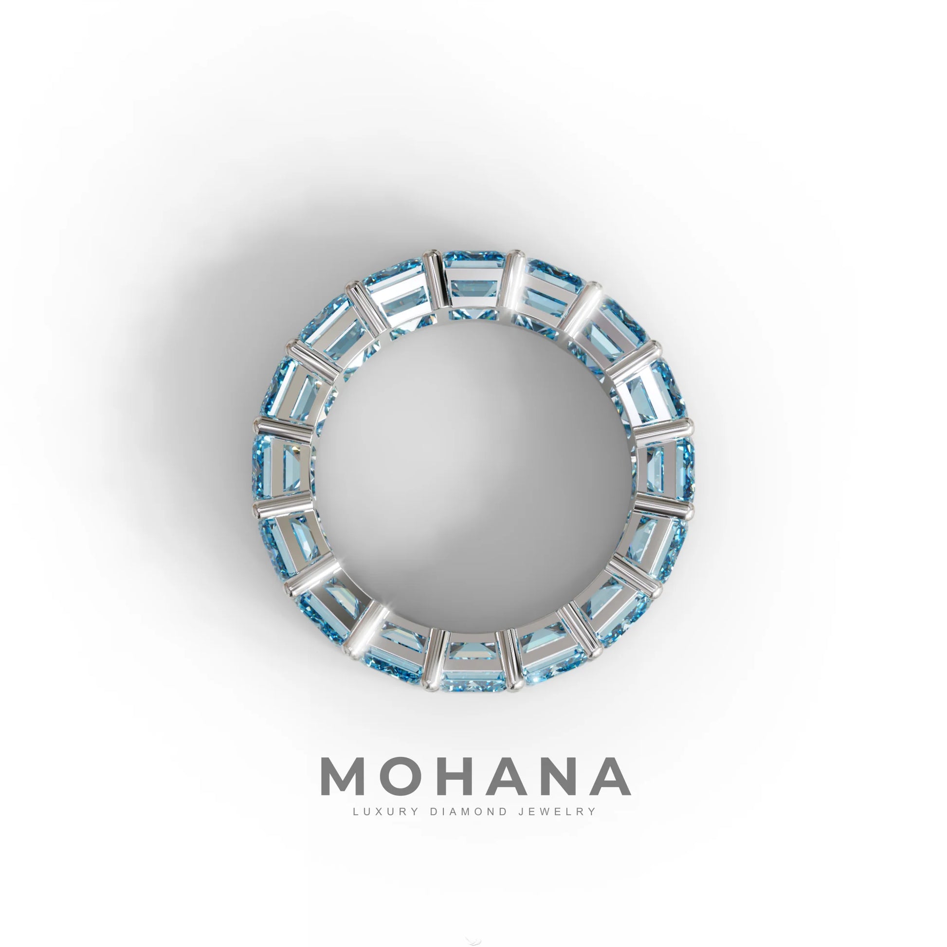 Lab‑Grown Blue Emerald‑Cut Diamond Band – Classic Full‑Eternity Style