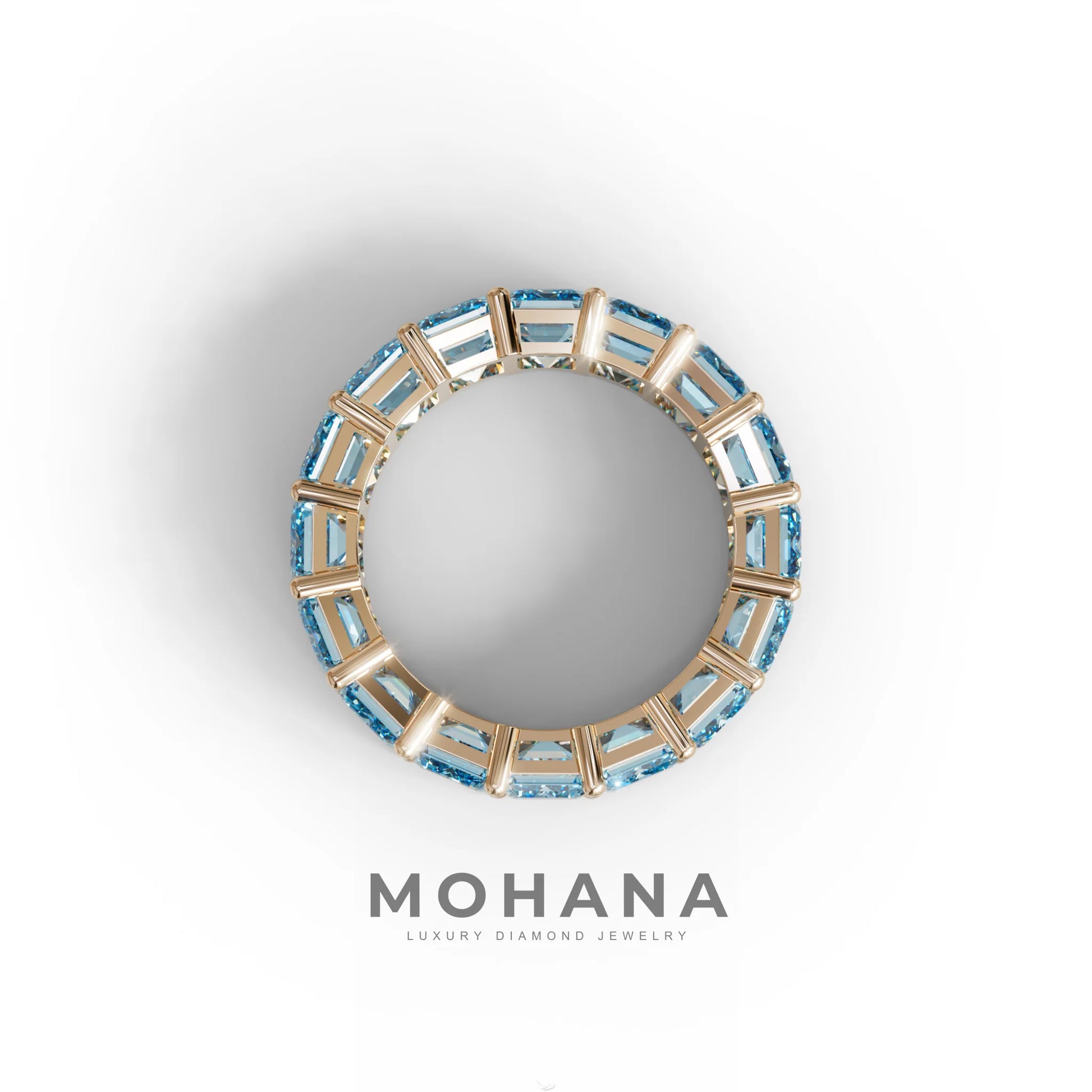 Lab‑Grown Blue Emerald‑Cut Diamond Band – Classic Full‑Eternity Style