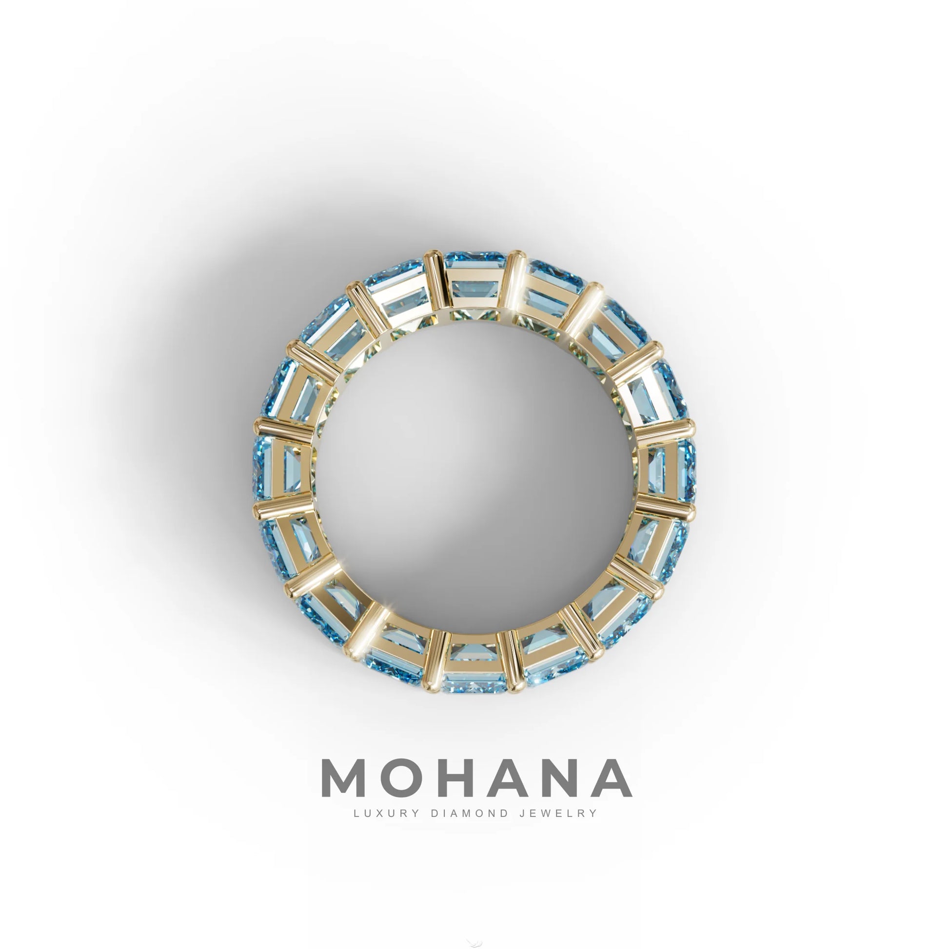 Lab‑Grown Blue Emerald‑Cut Diamond Band – Classic Full‑Eternity Style