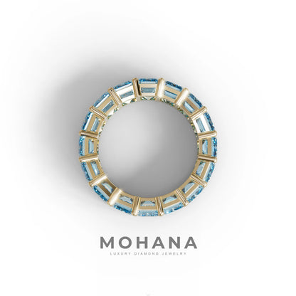 Lab‑Grown Blue Emerald‑Cut Diamond Band – Classic Full‑Eternity Style