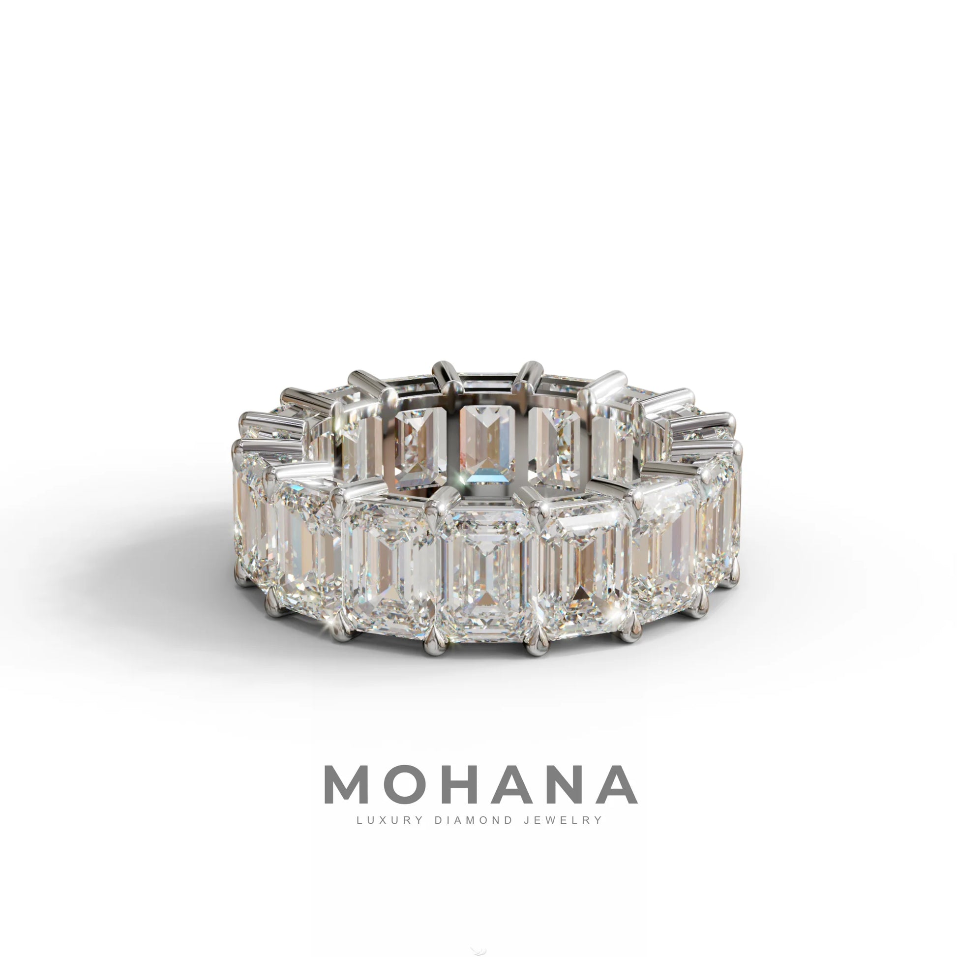 Lab‑Grown Emerald‑Cut Diamond Band – Classic Full‑Eternity Style - E-VVS