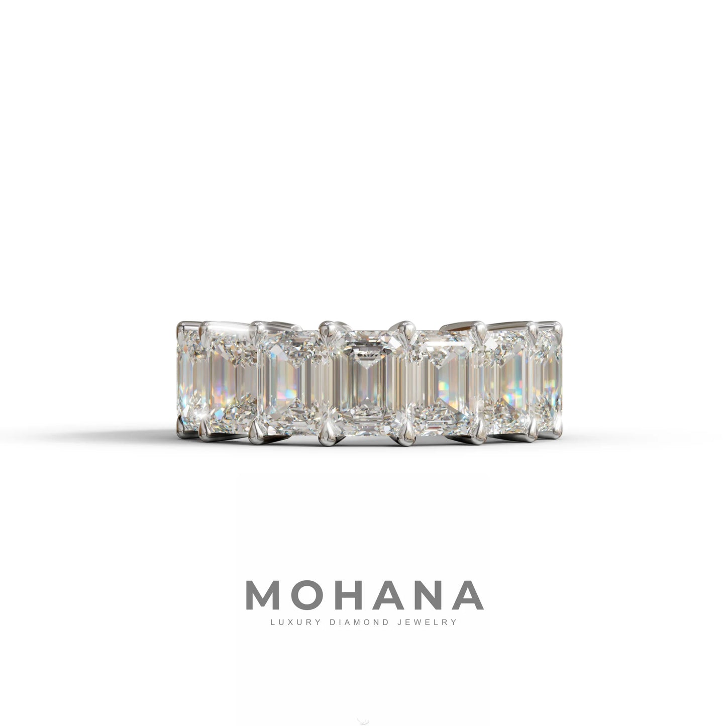 Lab‑Grown Emerald‑Cut Diamond Band – Classic Full‑Eternity Style - E-VVS - 10K Solid Gold / White Gold