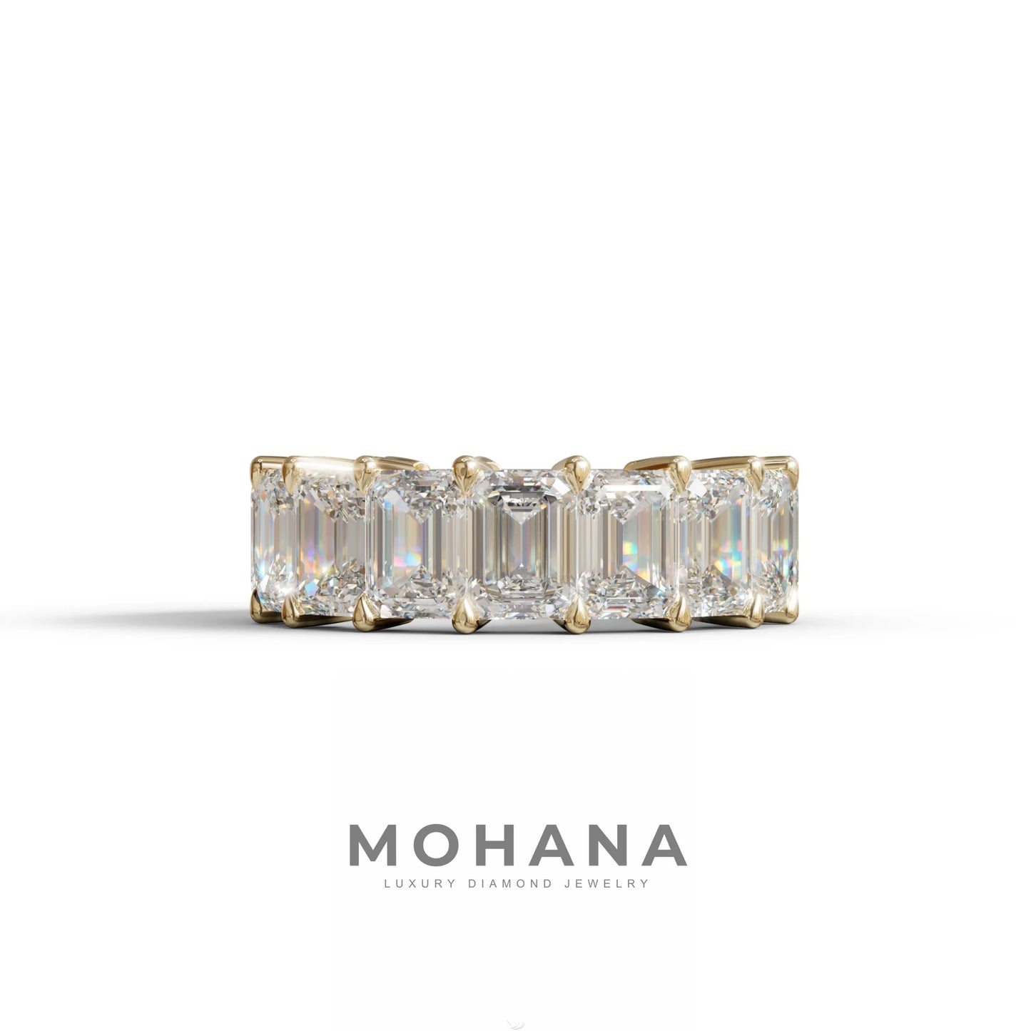 Lab‑Grown Emerald‑Cut Diamond Band – Classic Full‑Eternity Style - E-VVS - 10K Solid Gold / Yellow Gold