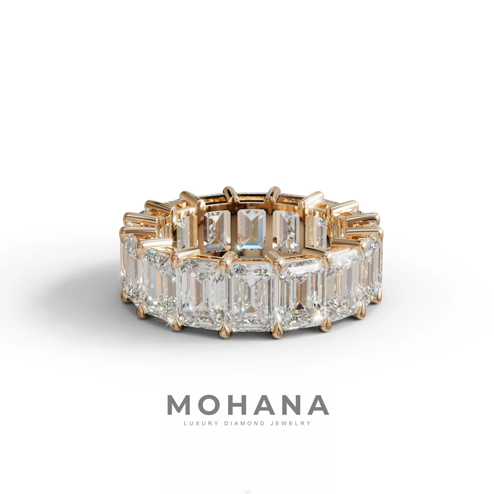 Lab‑Grown Emerald‑Cut Diamond Band – Classic Full‑Eternity Style - E-VVS