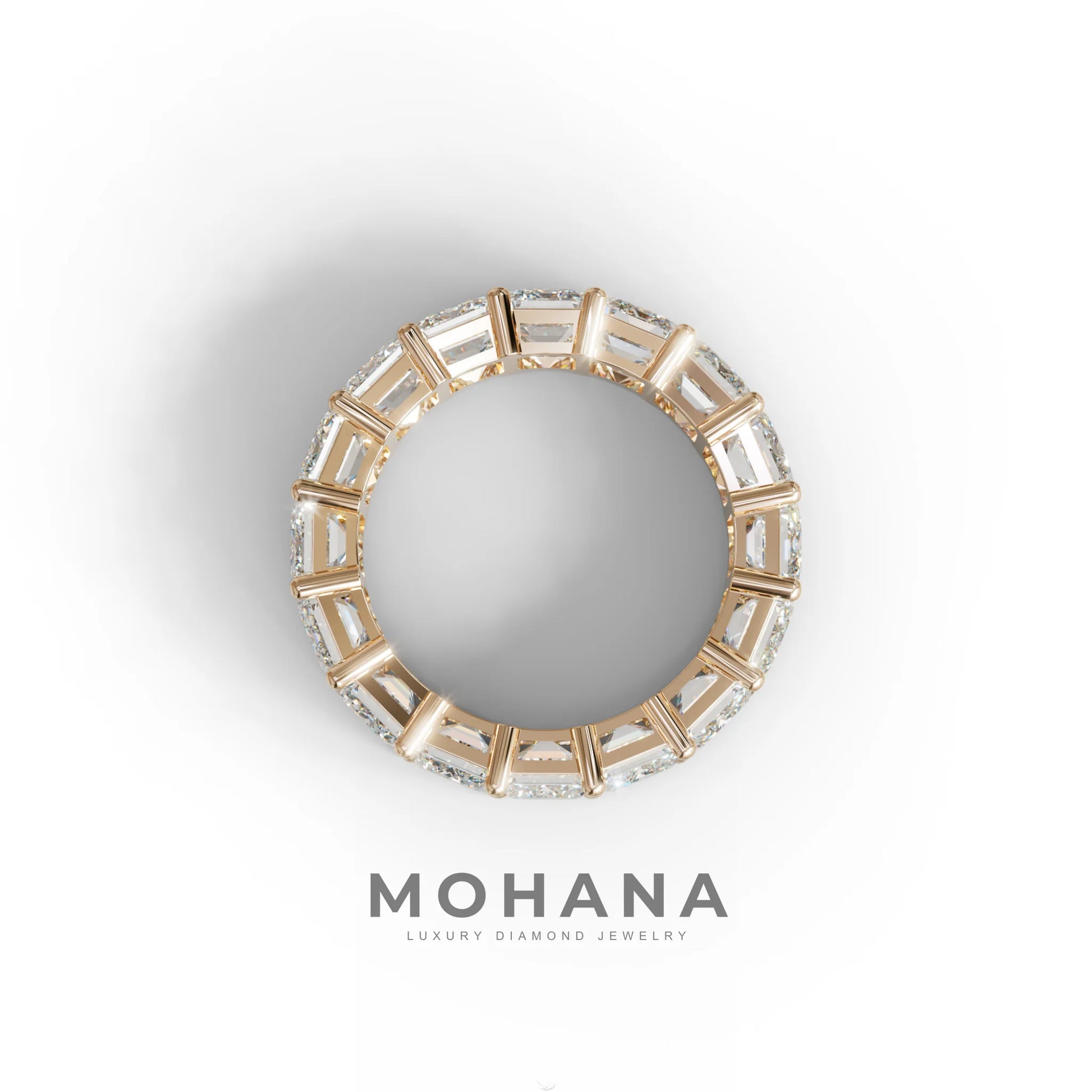 Lab‑Grown Emerald‑Cut Diamond Band – Classic Full‑Eternity Style - E-VVS