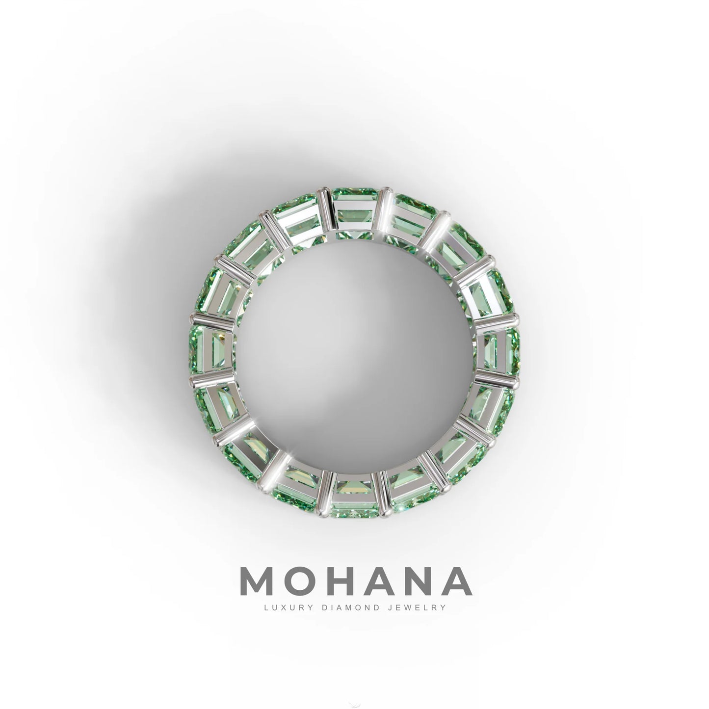 Lab‑Grown Green Emerald‑Cut Diamond Band – Classic Full‑Eternity Style