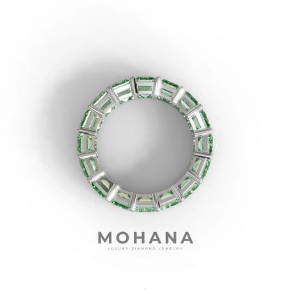 Lab‑Grown Green Emerald‑Cut Diamond Band – Classic Full‑Eternity Style
