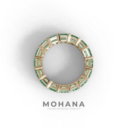 Lab‑Grown Green Emerald‑Cut Diamond Band – Classic Full‑Eternity Style