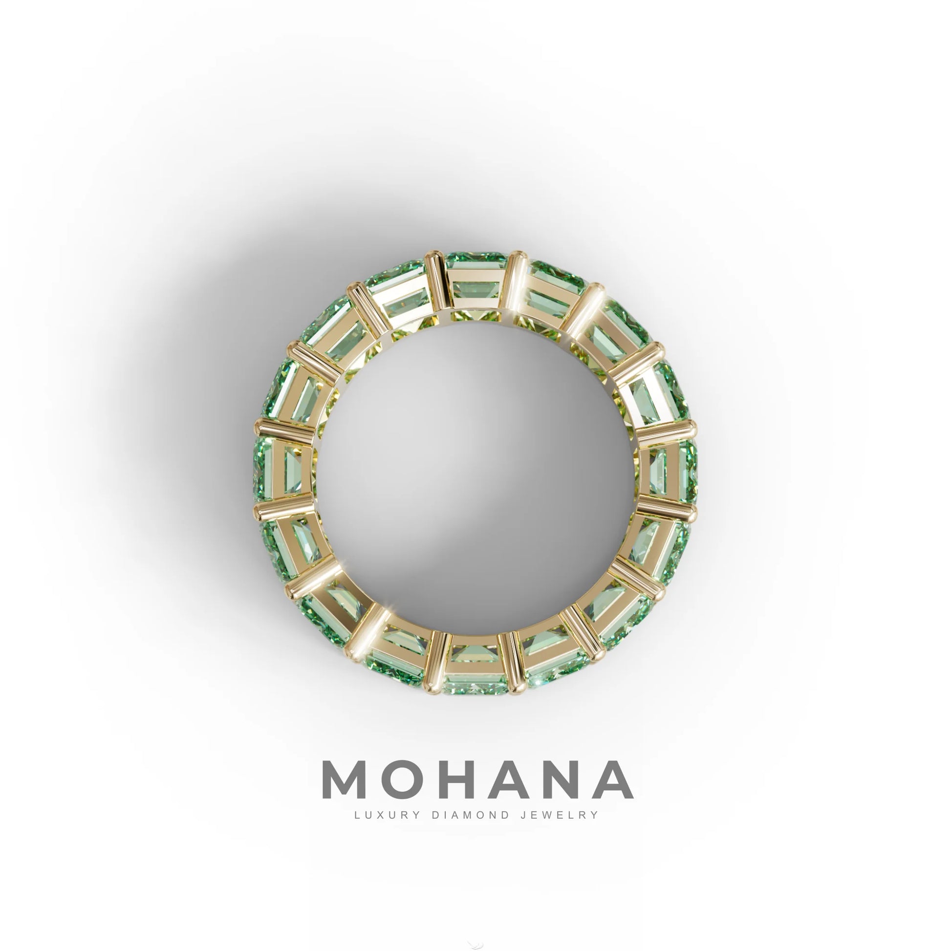 Lab‑Grown Green Emerald‑Cut Diamond Band – Classic Full‑Eternity Style