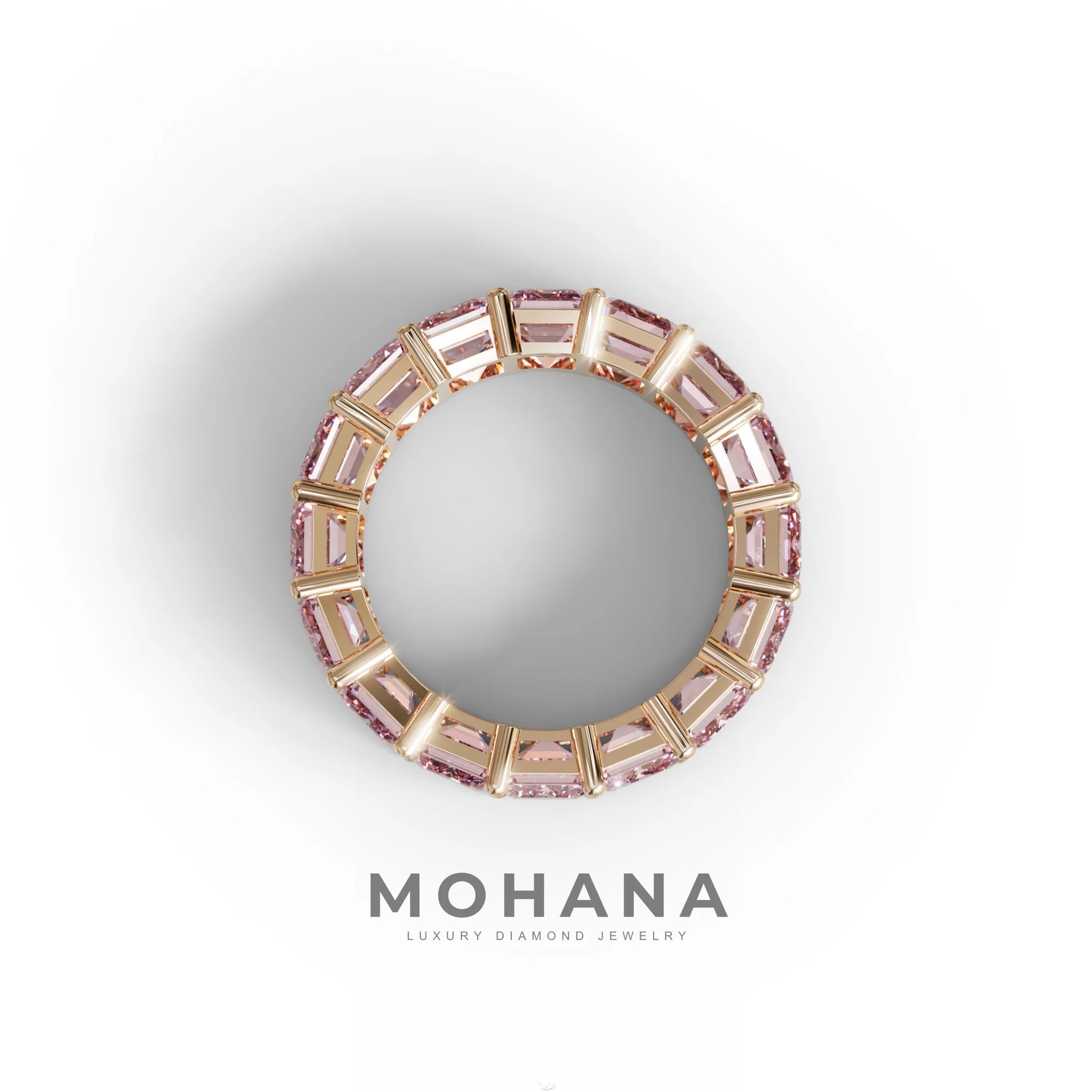 Lab‑Grown Pink Emerald‑Cut Diamond Band – Classic Full‑Eternity Style