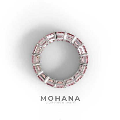 Lab‑Grown Pink Emerald‑Cut Diamond Band – Classic Full‑Eternity Style