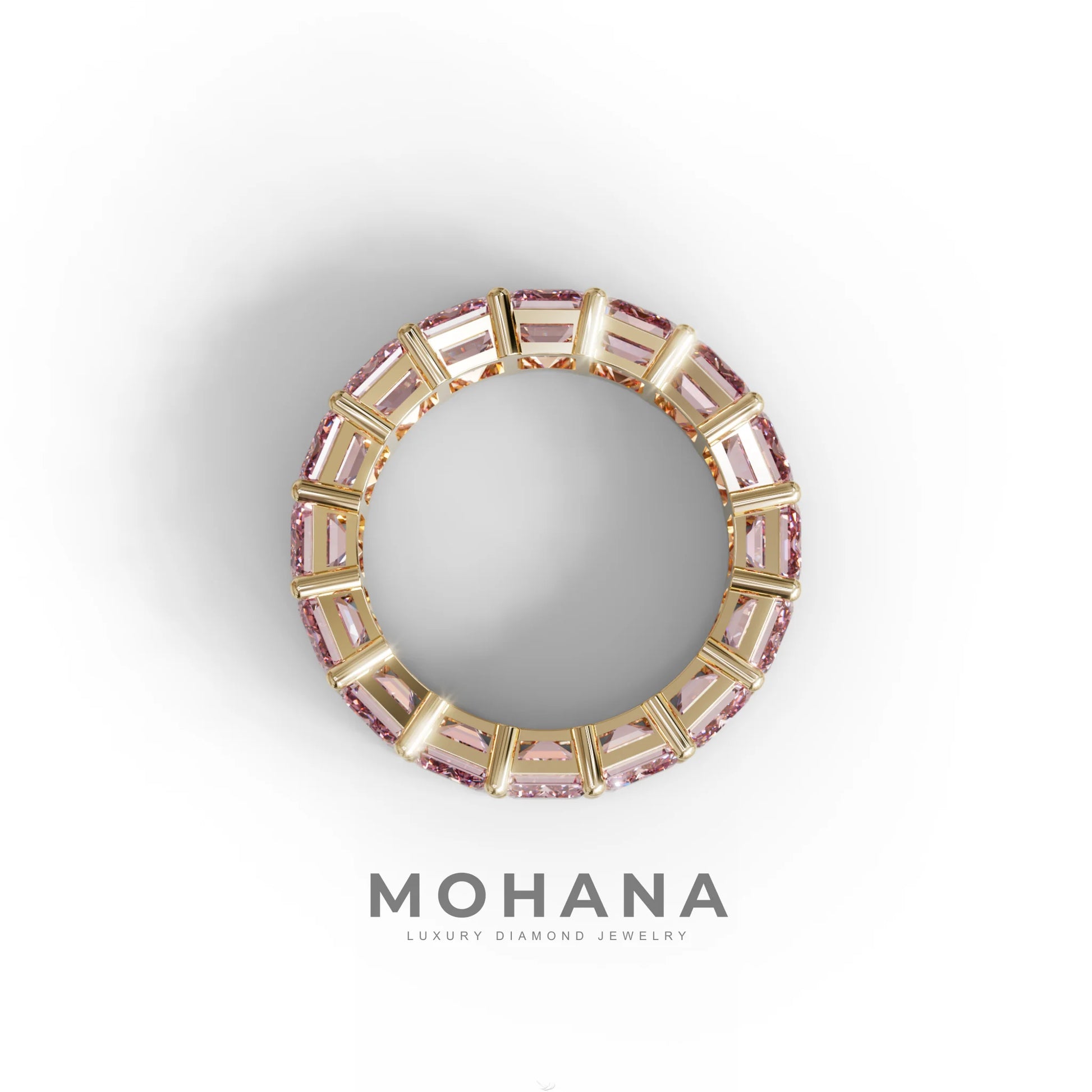 Lab‑Grown Pink Emerald‑Cut Diamond Band – Classic Full‑Eternity Style