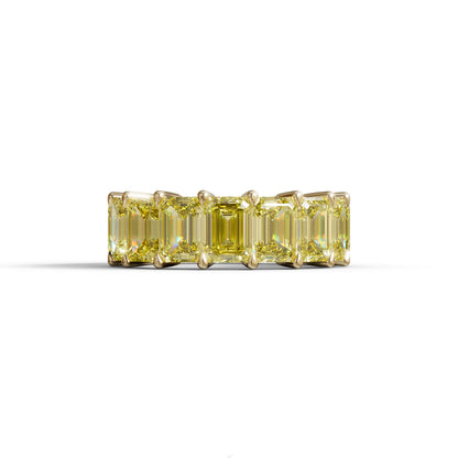 Lab‑Grown Yellow Emerald‑Cut Diamond Band – Classic Full‑Eternity Style - 10K Solid Gold / Yellow Gold