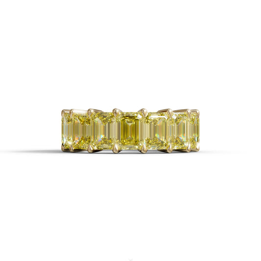 Lab‑Grown Yellow Emerald‑Cut Diamond Band – Classic Full‑Eternity Style - 10K Solid Gold / Yellow Gold