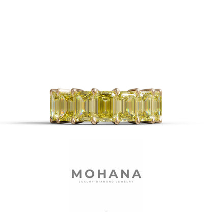 Lab‑Grown Yellow Emerald‑Cut Diamond Band – Classic Full‑Eternity Style - 10K Solid Gold / Rose Gold
