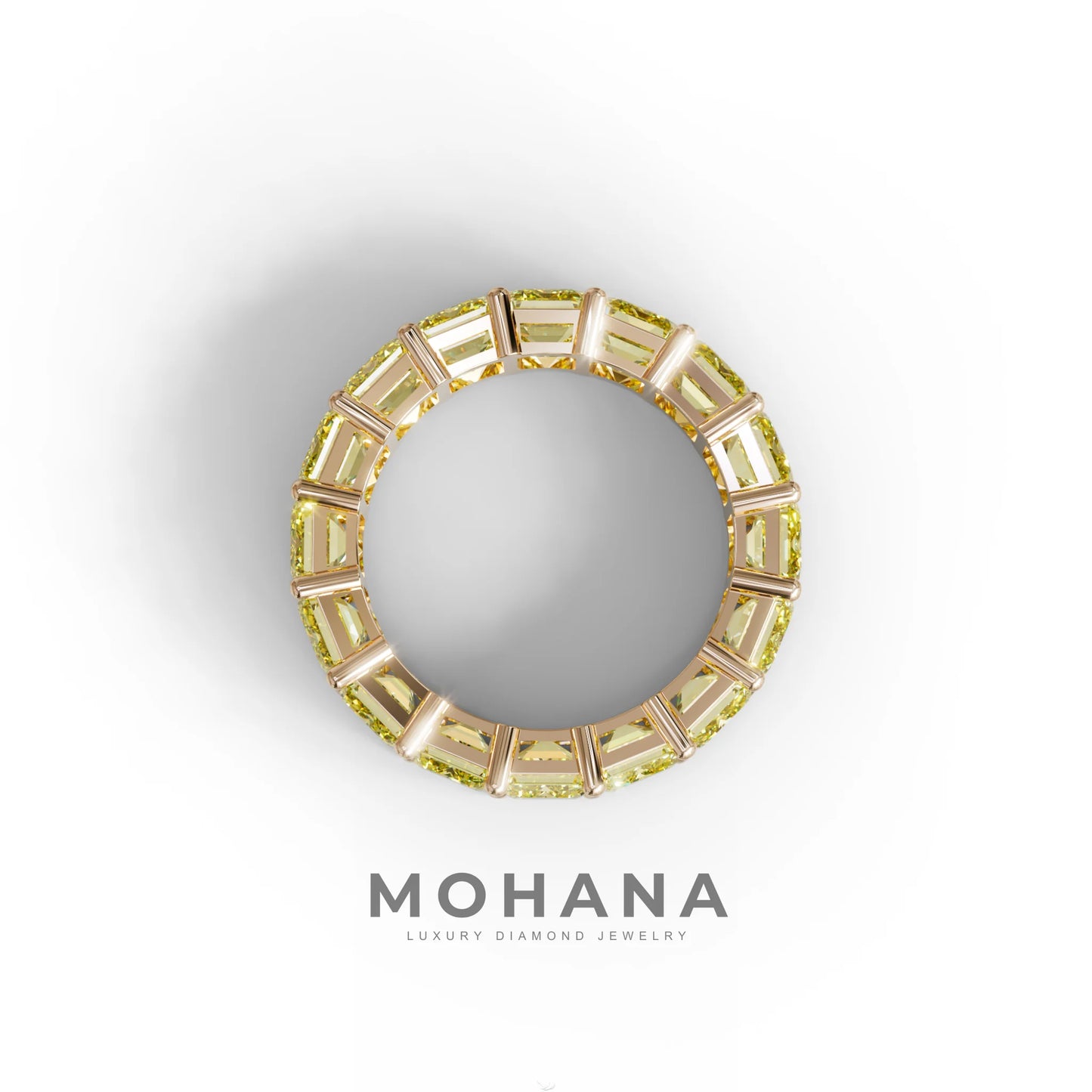 Lab‑Grown Yellow Emerald‑Cut Diamond Band – Classic Full‑Eternity Style