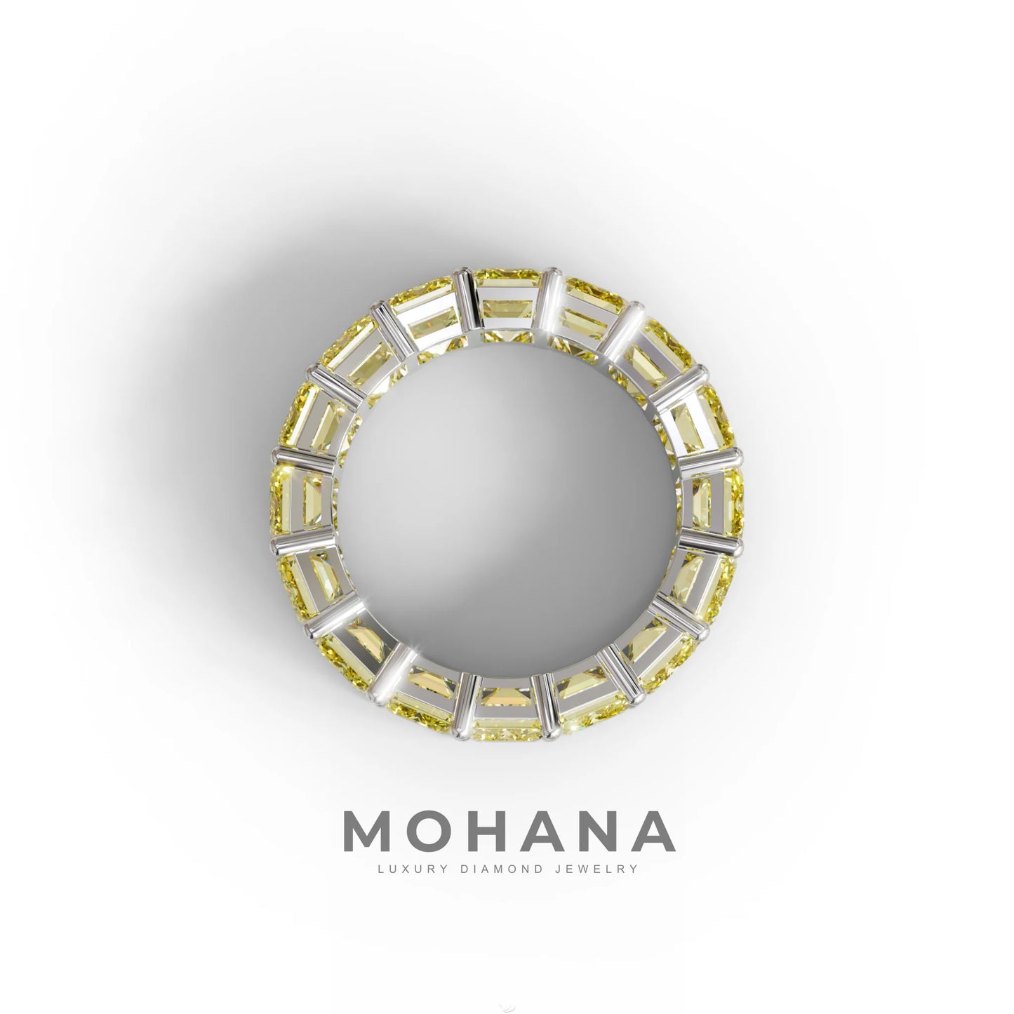 Lab‑Grown Yellow Emerald‑Cut Diamond Band – Classic Full‑Eternity Style