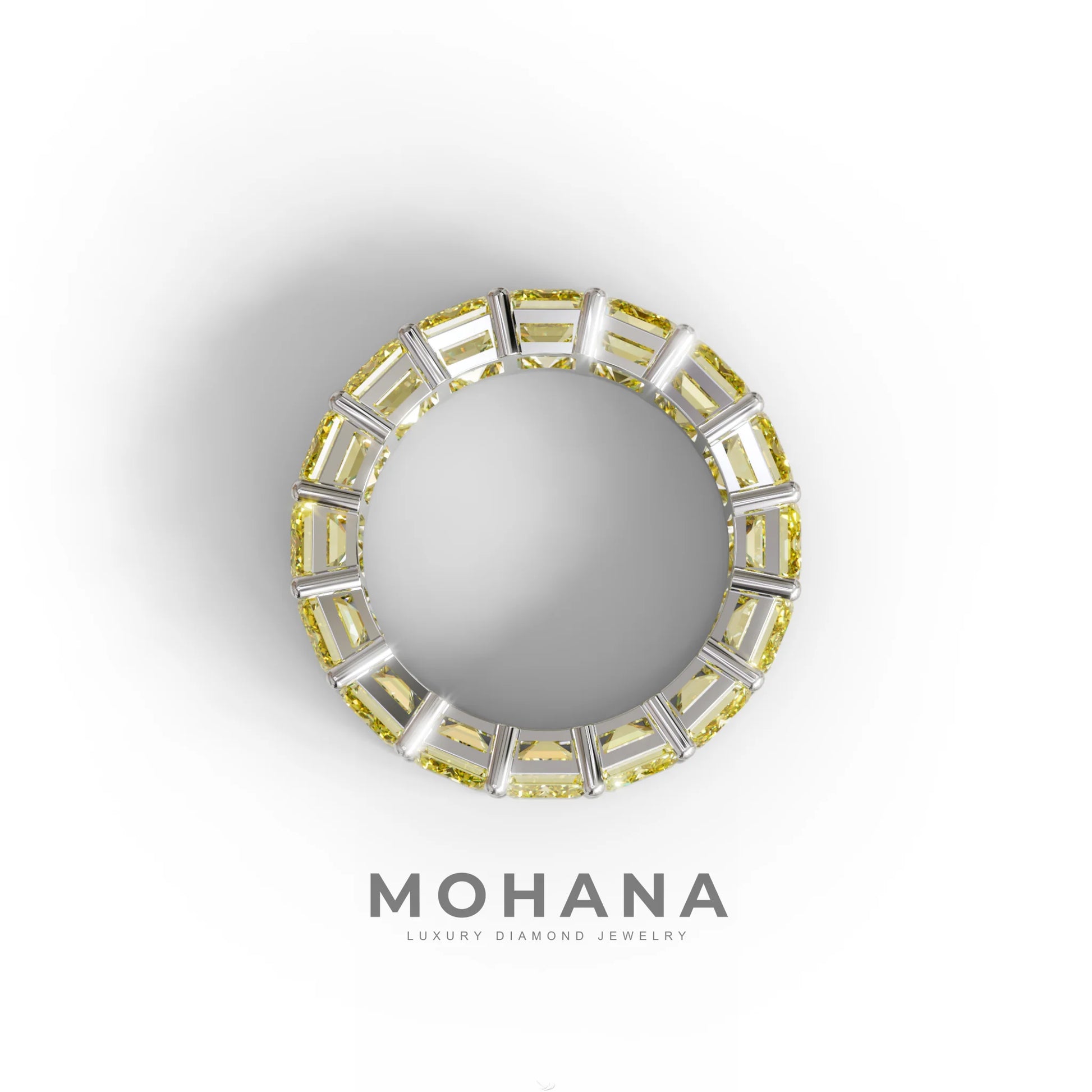 Lab‑Grown Yellow Emerald‑Cut Diamond Band – Classic Full‑Eternity Style