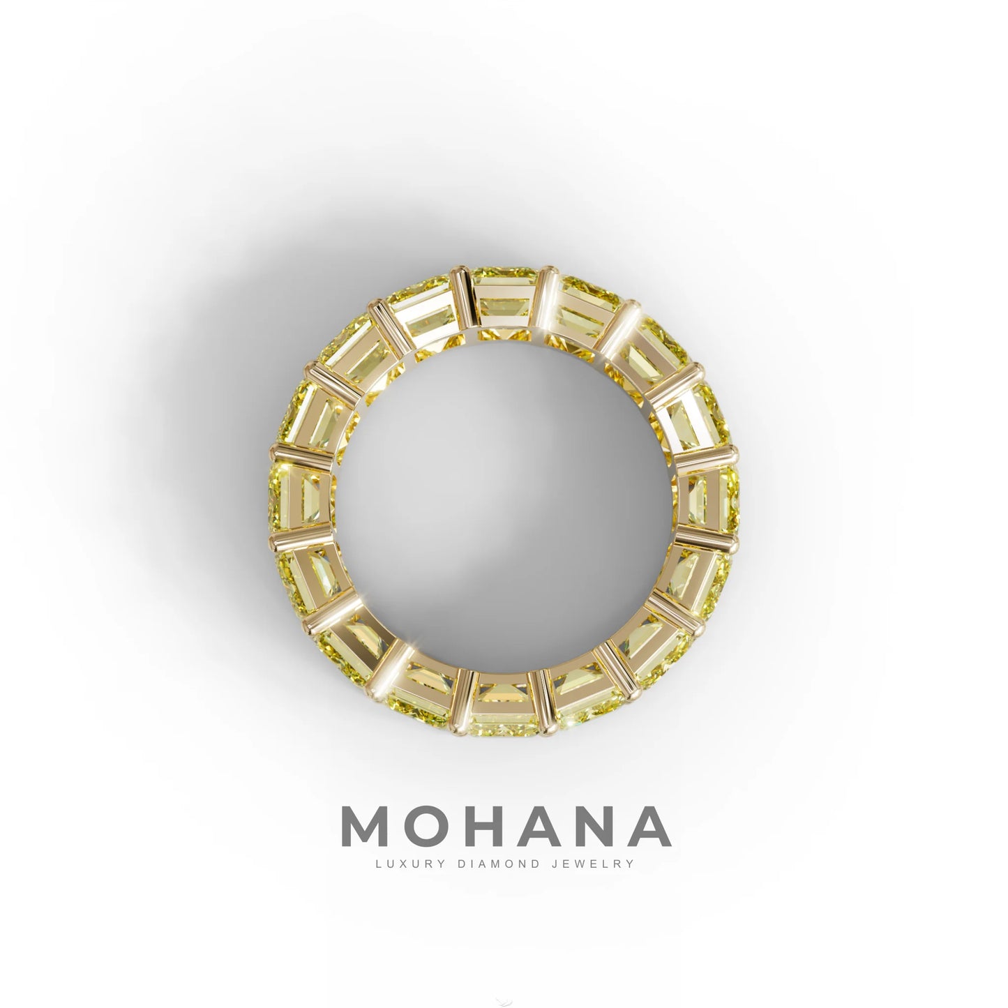 Lab‑Grown Yellow Emerald‑Cut Diamond Band – Classic Full‑Eternity Style