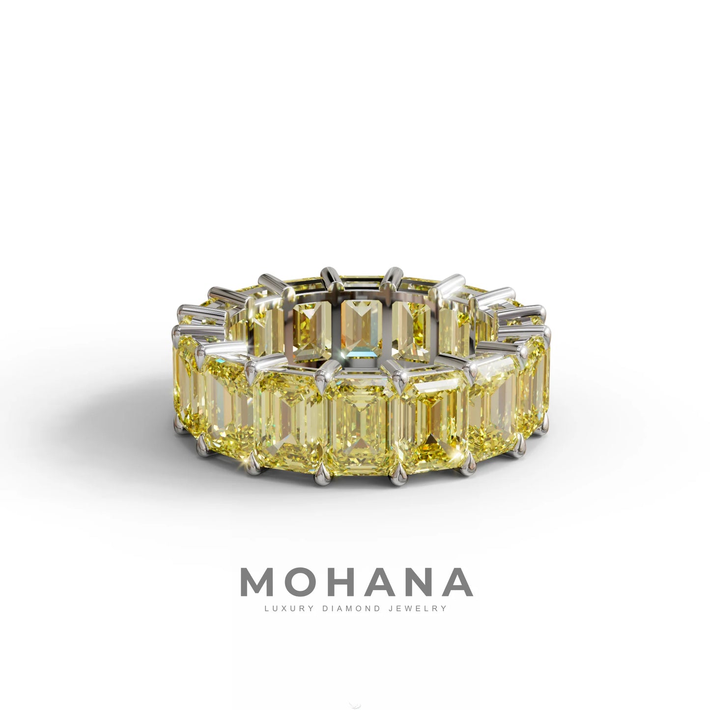 Lab‑Grown Yellow Emerald‑Cut Diamond Band – Classic Full‑Eternity Style
