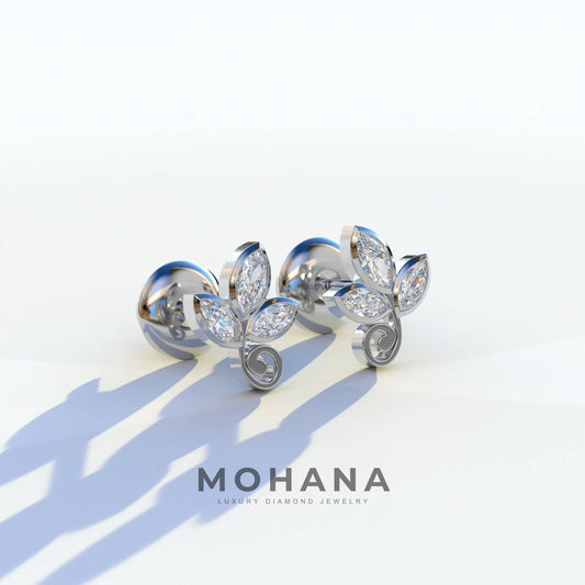 Le Petite - Marquise Cut Lab Diamond Stud Earrings | Attractive Bezel Setting