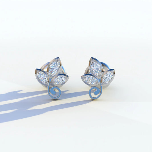 Le Petite - Marquise Cut Lab Diamond Stud Earrings | Attractive Bezel Setting - 10K Solid Gold / White Gold
