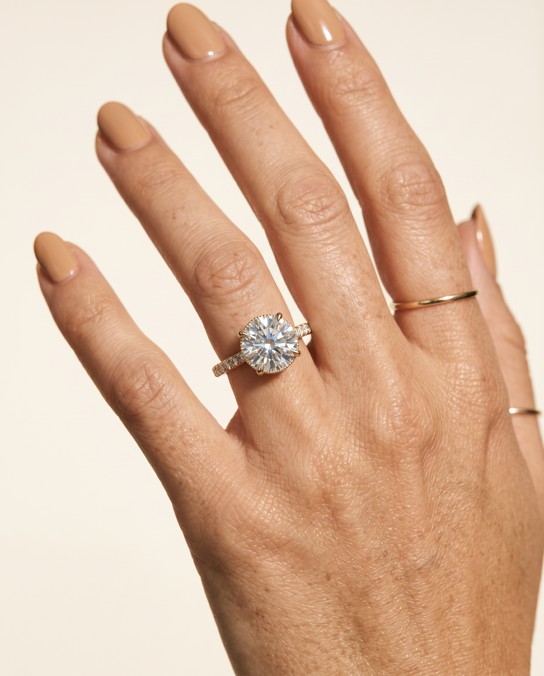 2 to 6 Carat Lab Grown Diamond Engagement Ring – Round Cut Hidden Halo | Liora