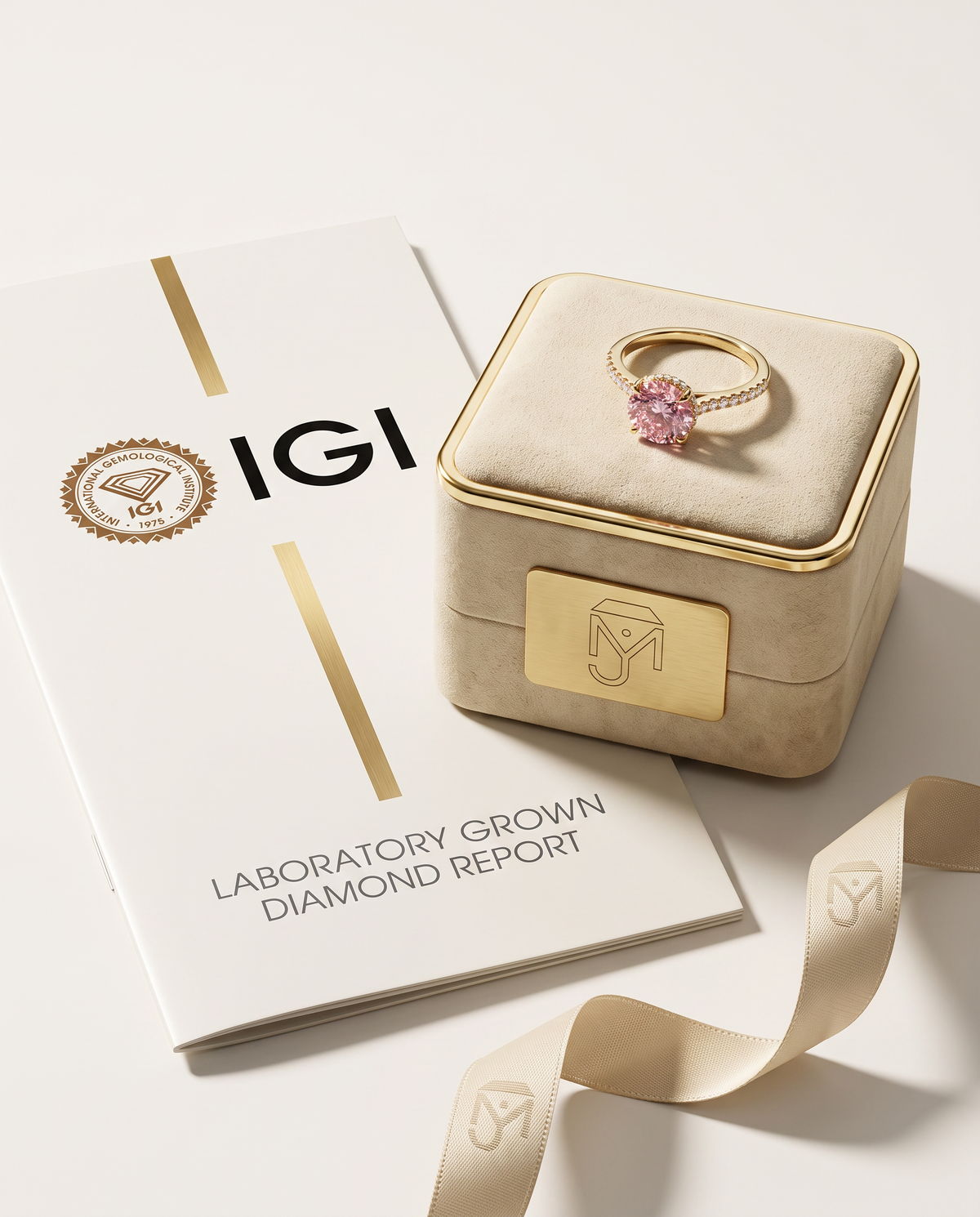 2 to 6 Carat Pink Lab Grown Diamond Engagement Ring – Round Cut Hidden Halo | Liora