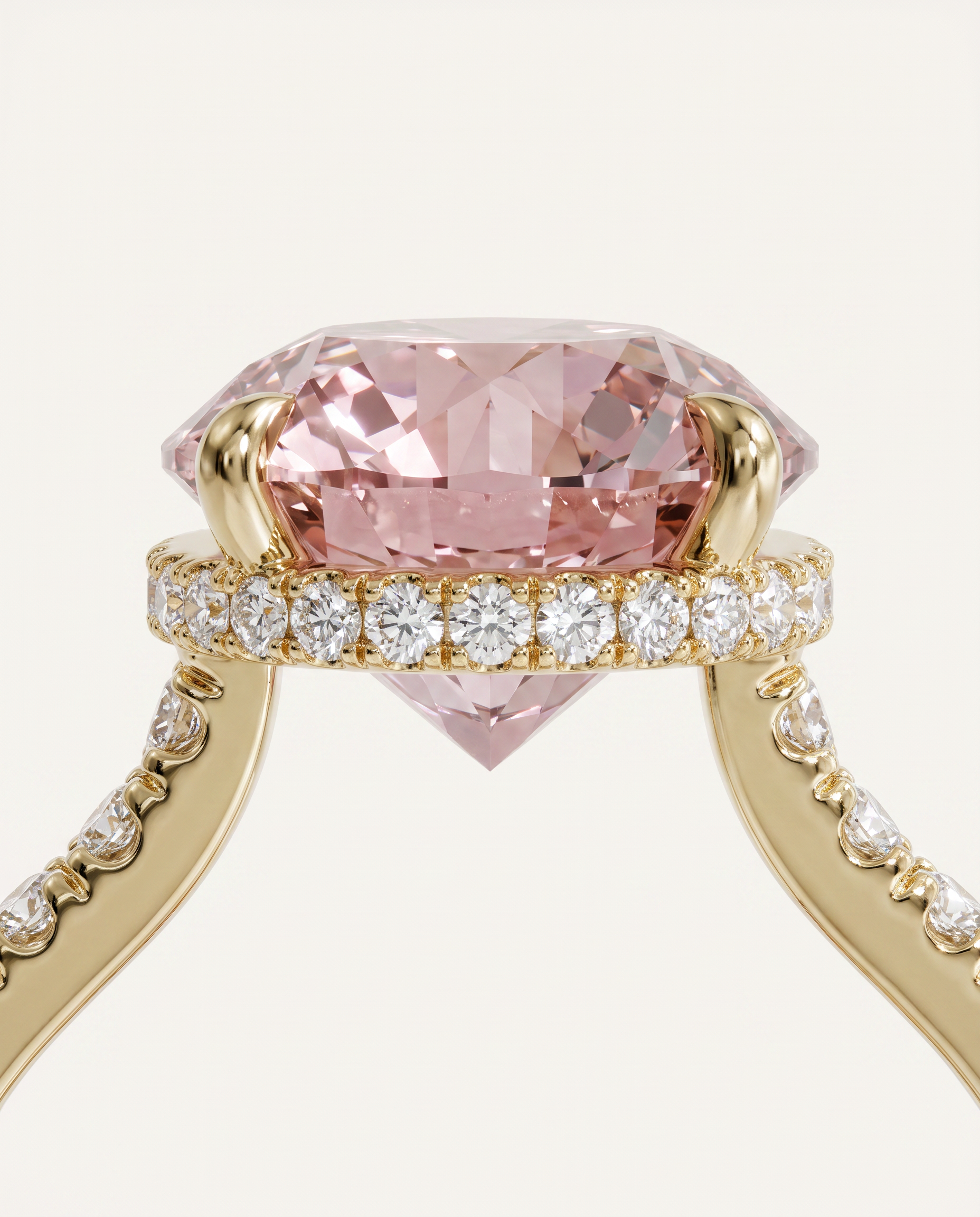 2 to 6 Carat Pink Lab Grown Diamond Engagement Ring – Round Cut Hidden Halo | Liora