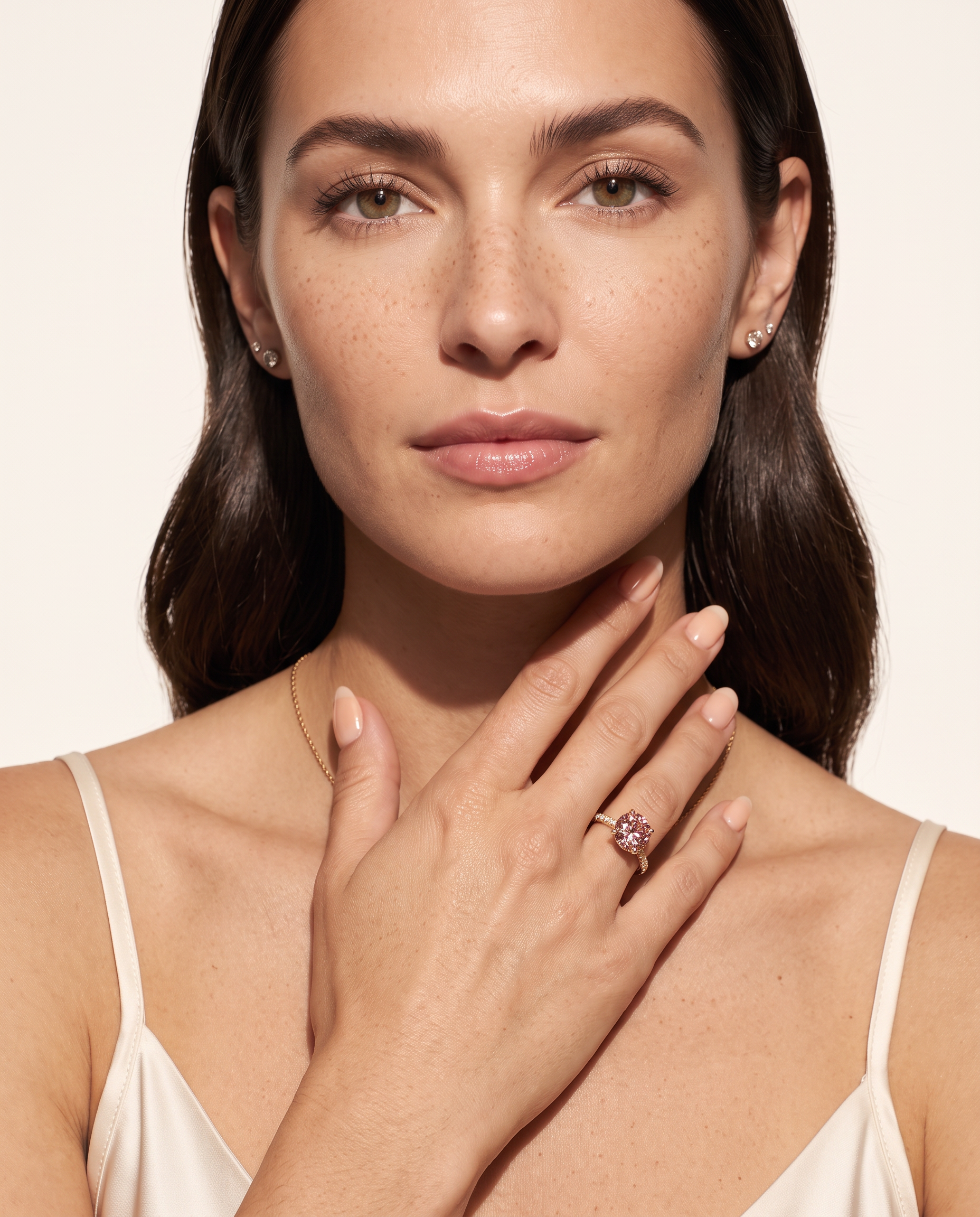 2 to 6 Carat Pink Lab Grown Diamond Engagement Ring – Round Cut Hidden Halo | Liora