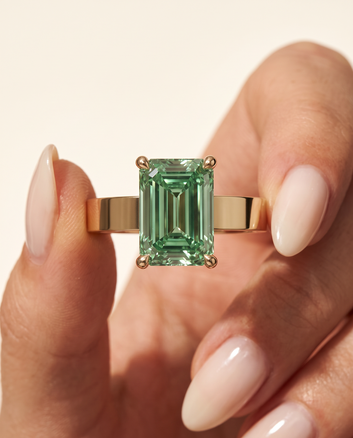 2 to 6 Carat Green Lab Grown Diamond Engagement Ring – Emerald Cut Solitaire | Lami