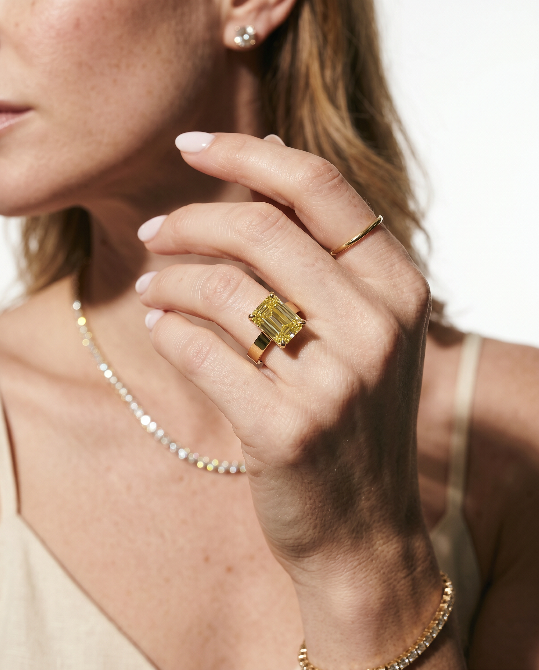 3 Carat Yellow Lab Grown Diamond Engagement Ring – Emerald Cut Solitaire - Engagement Ring