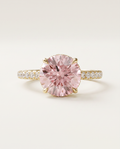 2 to 6 Carat Pink Lab Grown Diamond Engagement Ring – Round Cut Hidden Halo | Liora