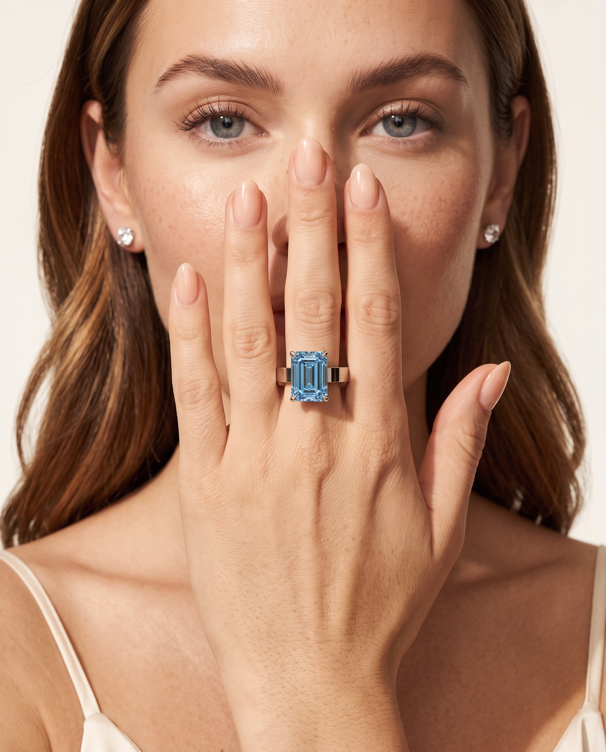 2 to 6 Carat Blue Lab Grown Diamond Engagement Ring – Emerald Cut Solitaire | Lami