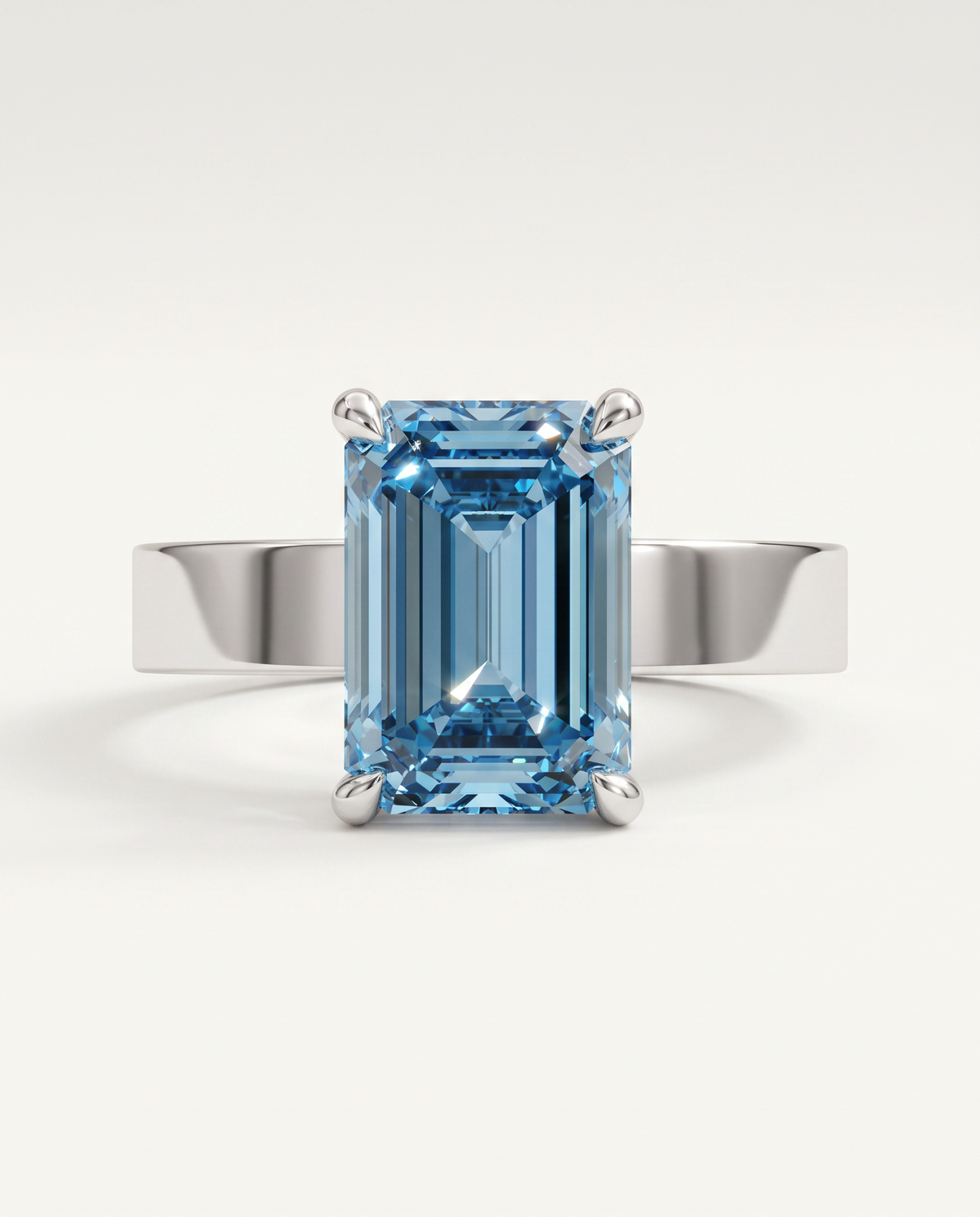2 to 6 Carat Blue Lab Grown Diamond Engagement Ring – Emerald Cut Solitaire | Lami