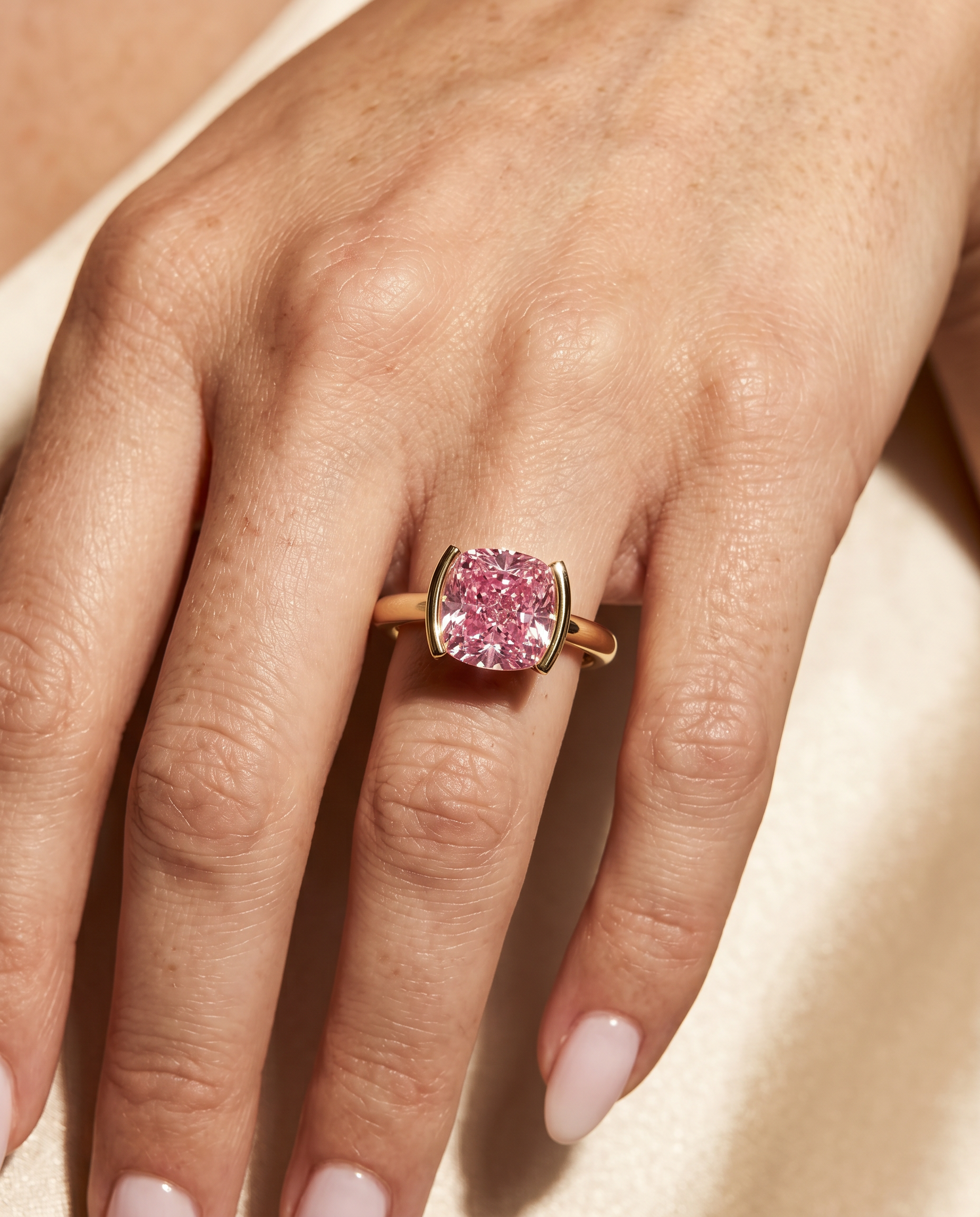 2 Carat Pink Lab Grown Diamond Engagement Ring – Cushion Cut Solitaire - Engagement Ring