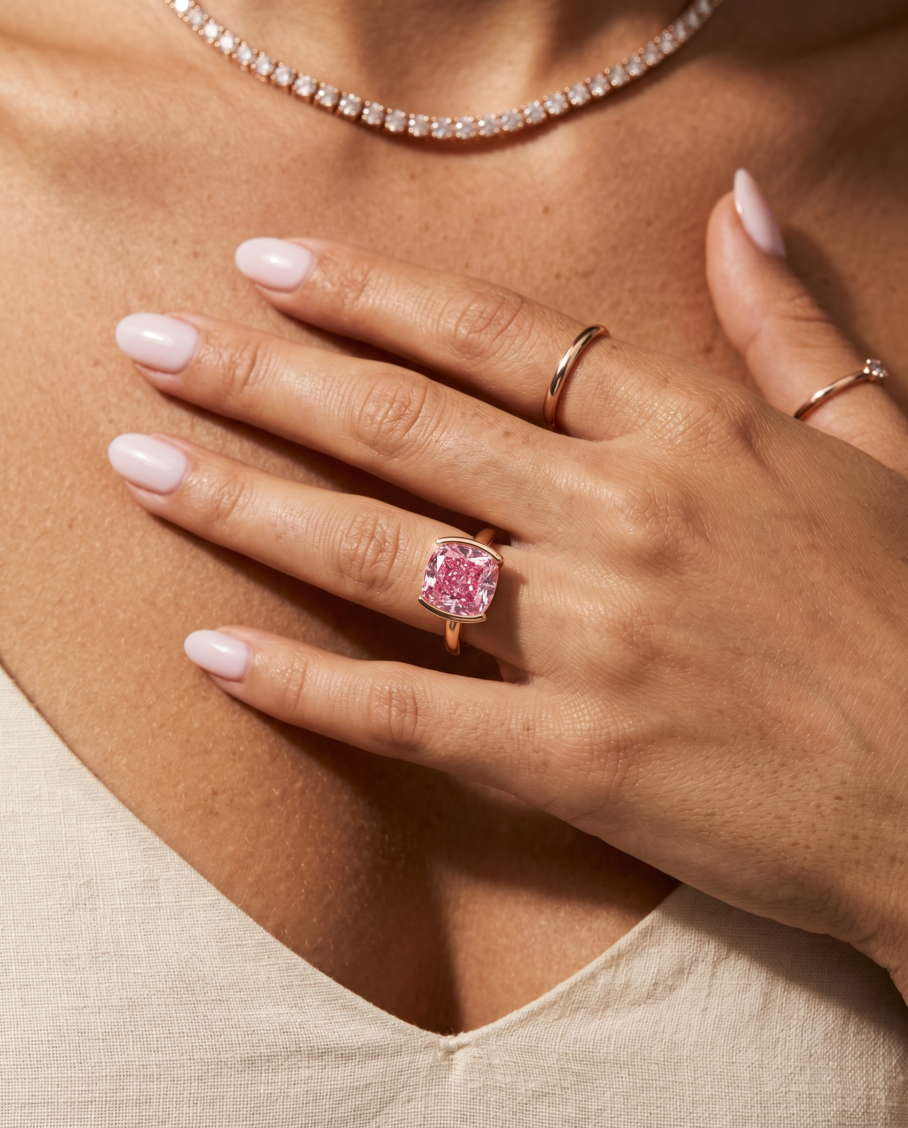 2 Carat Pink Lab Grown Diamond Engagement Ring – Cushion Cut Solitaire - Engagement Ring