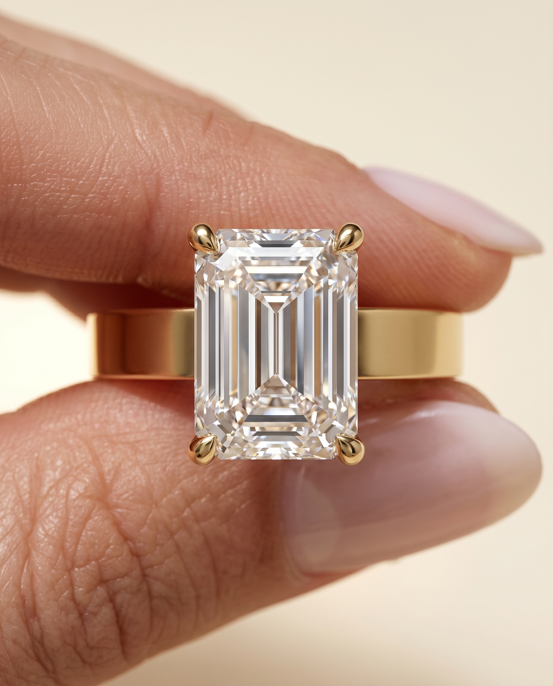 3 Carat Lab Grown Diamond Engagement Ring – Emerald Cut Solitaire - Engagement Ring