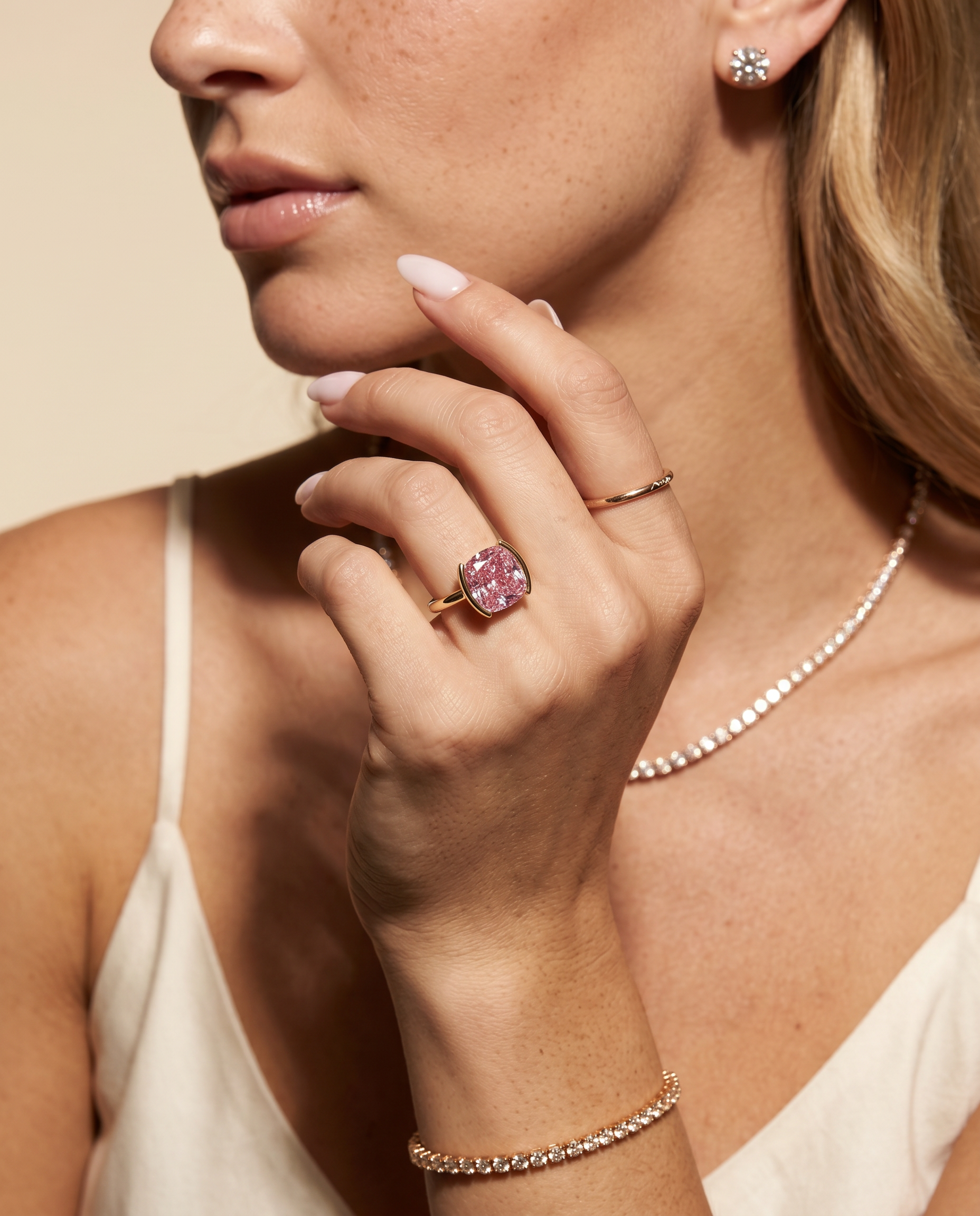 2 Carat Pink Lab Grown Diamond Engagement Ring – Cushion Cut Solitaire - Engagement Ring