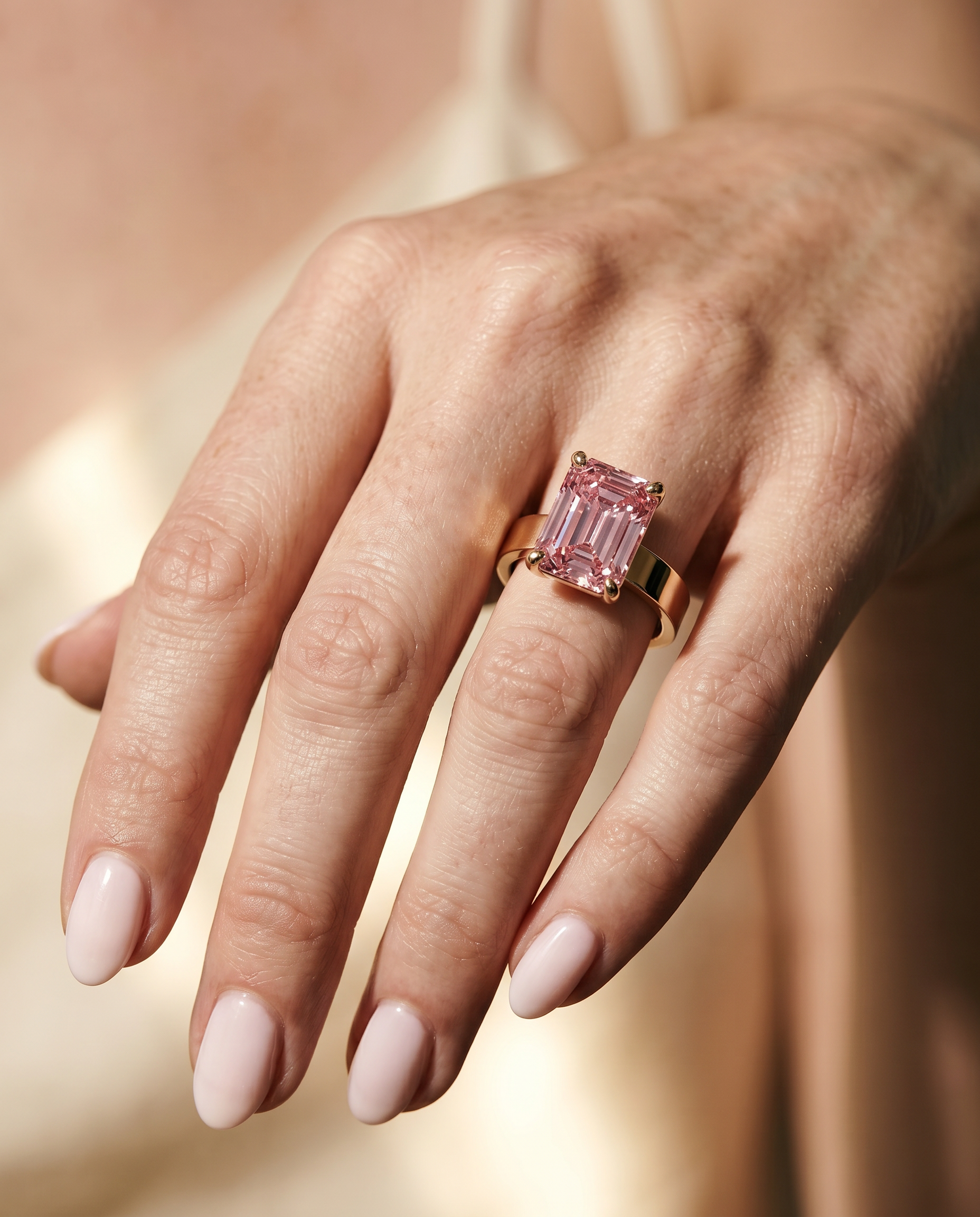 3 Carat Pink Lab Grown Diamond Engagement Ring – Emerald Cut Solitaire - Engagement Ring
