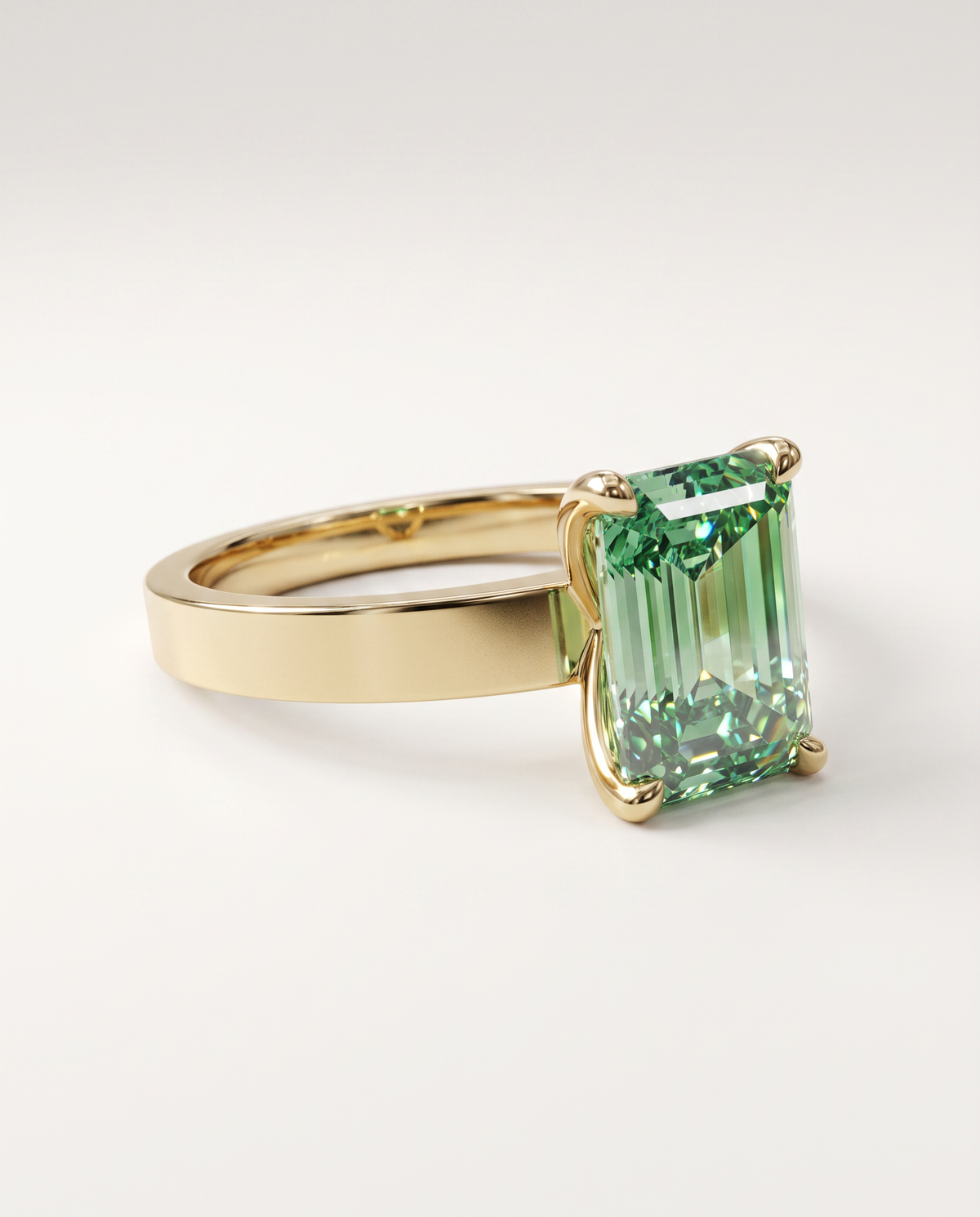2 to 6 Carat Green Lab Grown Diamond Engagement Ring – Emerald Cut Solitaire | Lami
